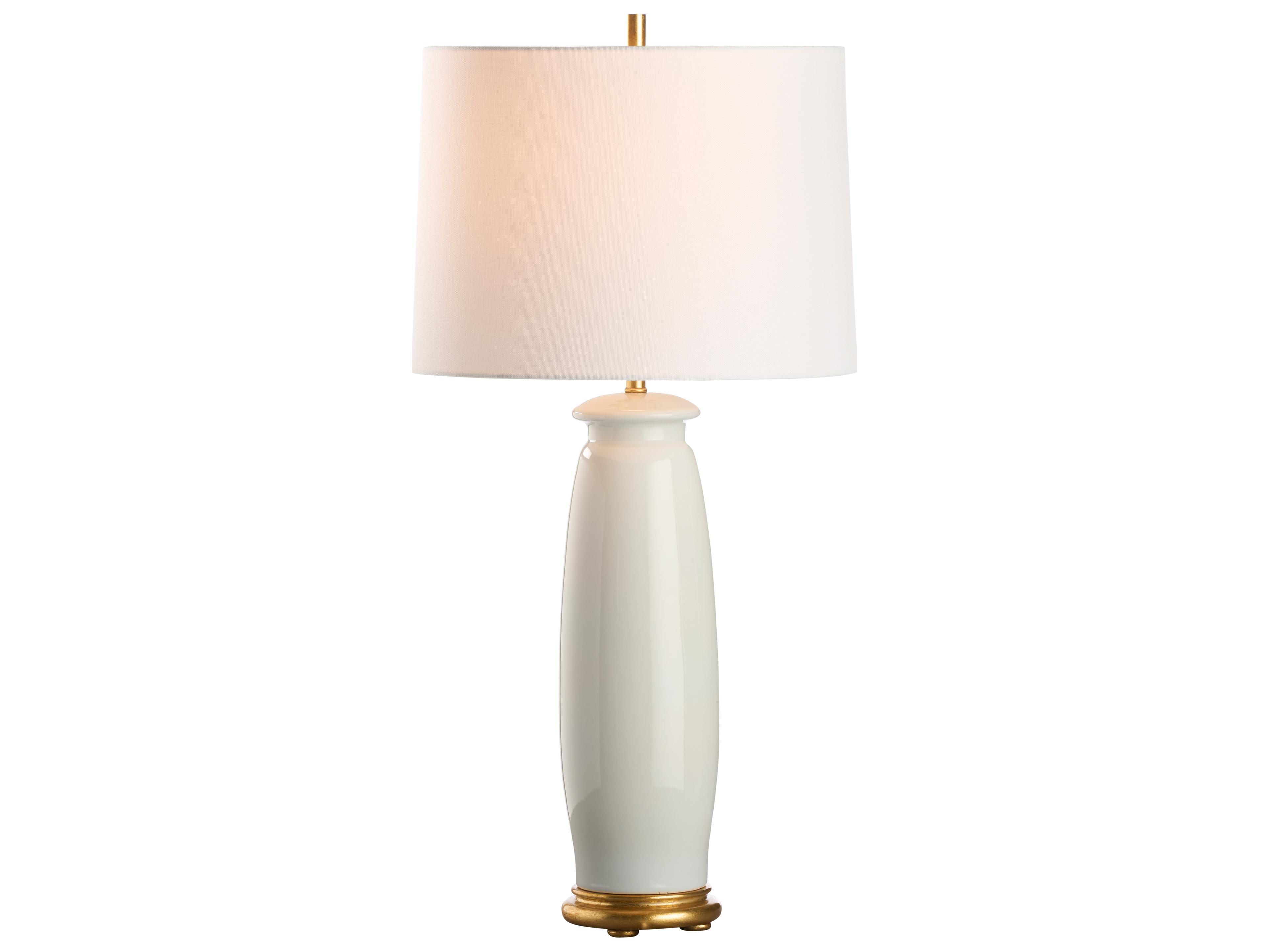 Chelsea House Jamie Merida Iceberg Glaze Gold Leaf White Table Lamp
