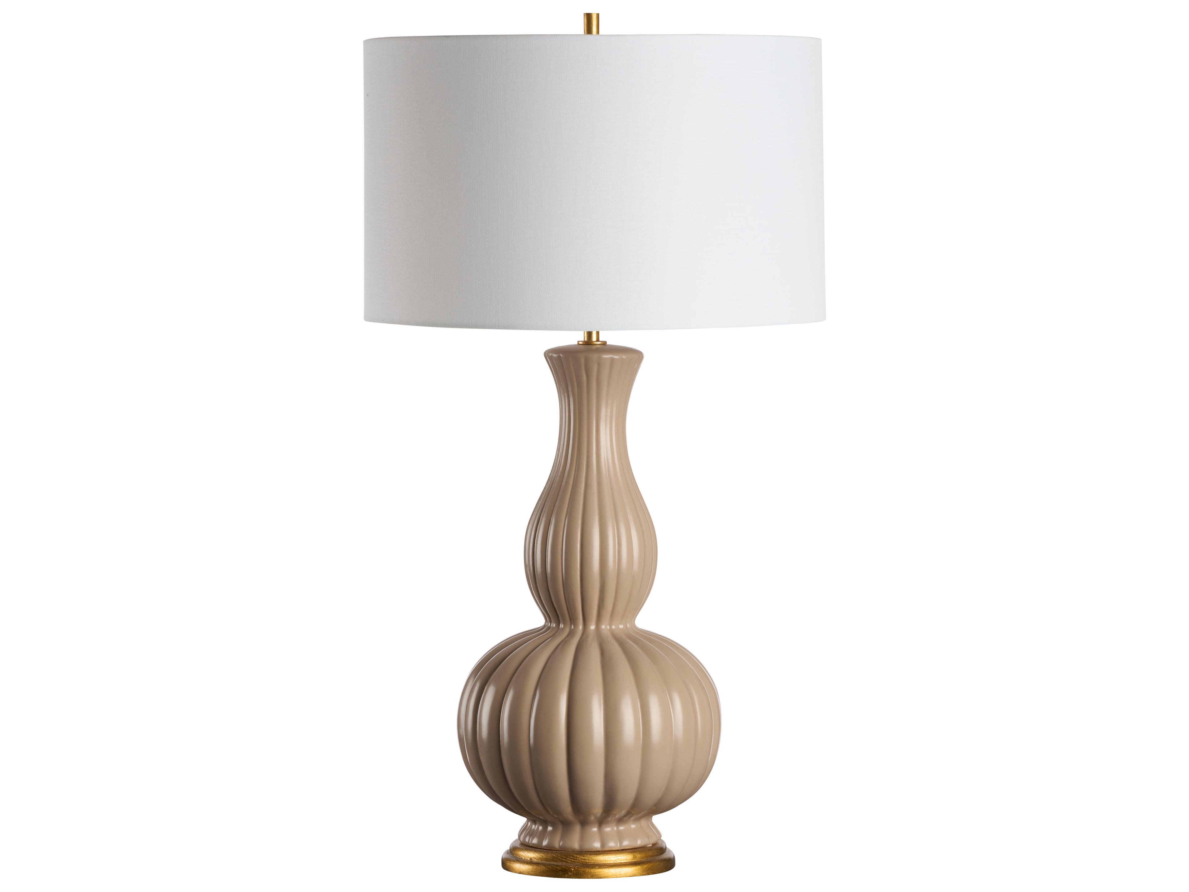 Chelsea House Beige Glaze Gold Leaf Brown Table Lamp