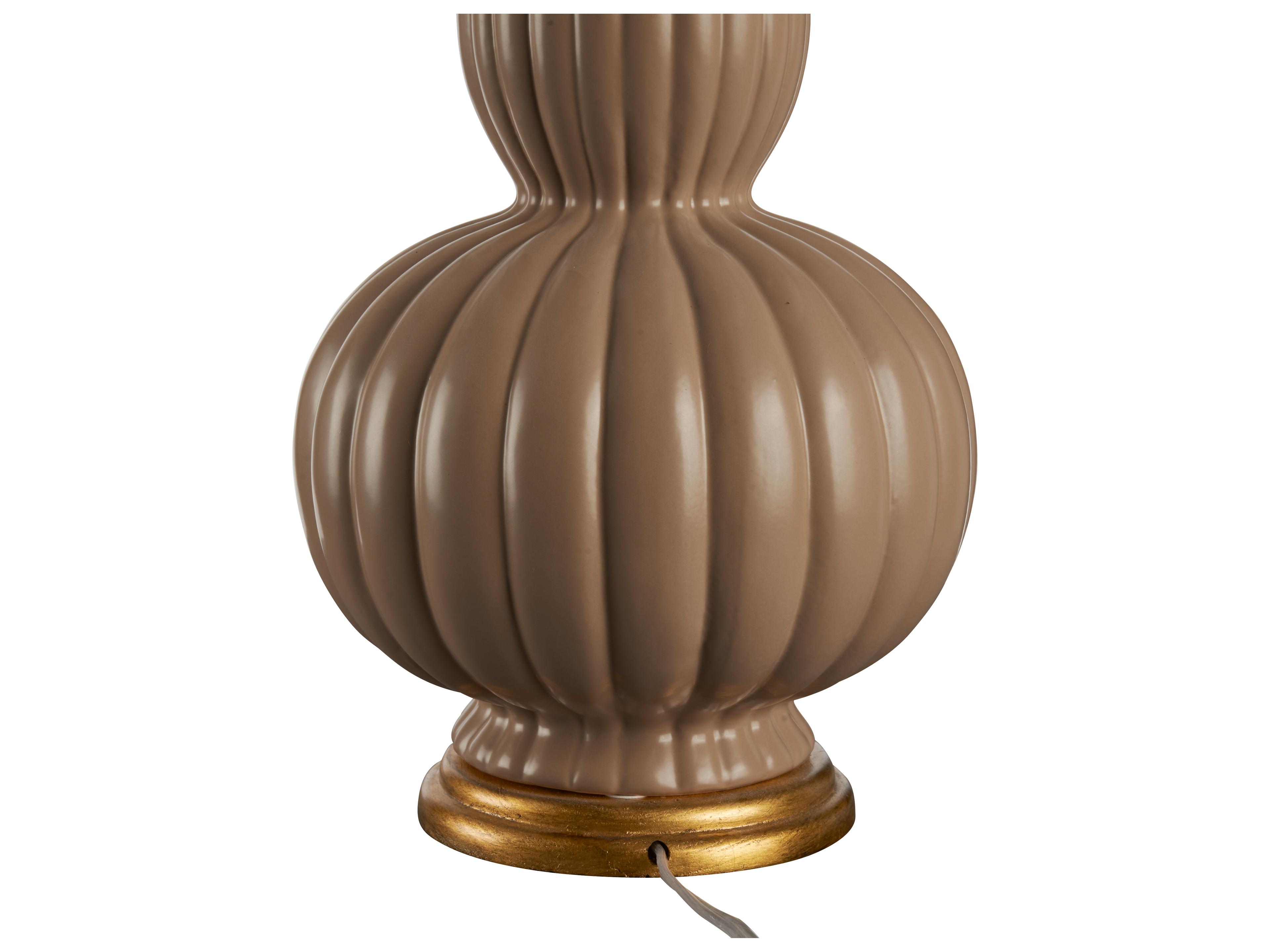Chelsea House Beige Glaze Gold Leaf Brown Table Lamp