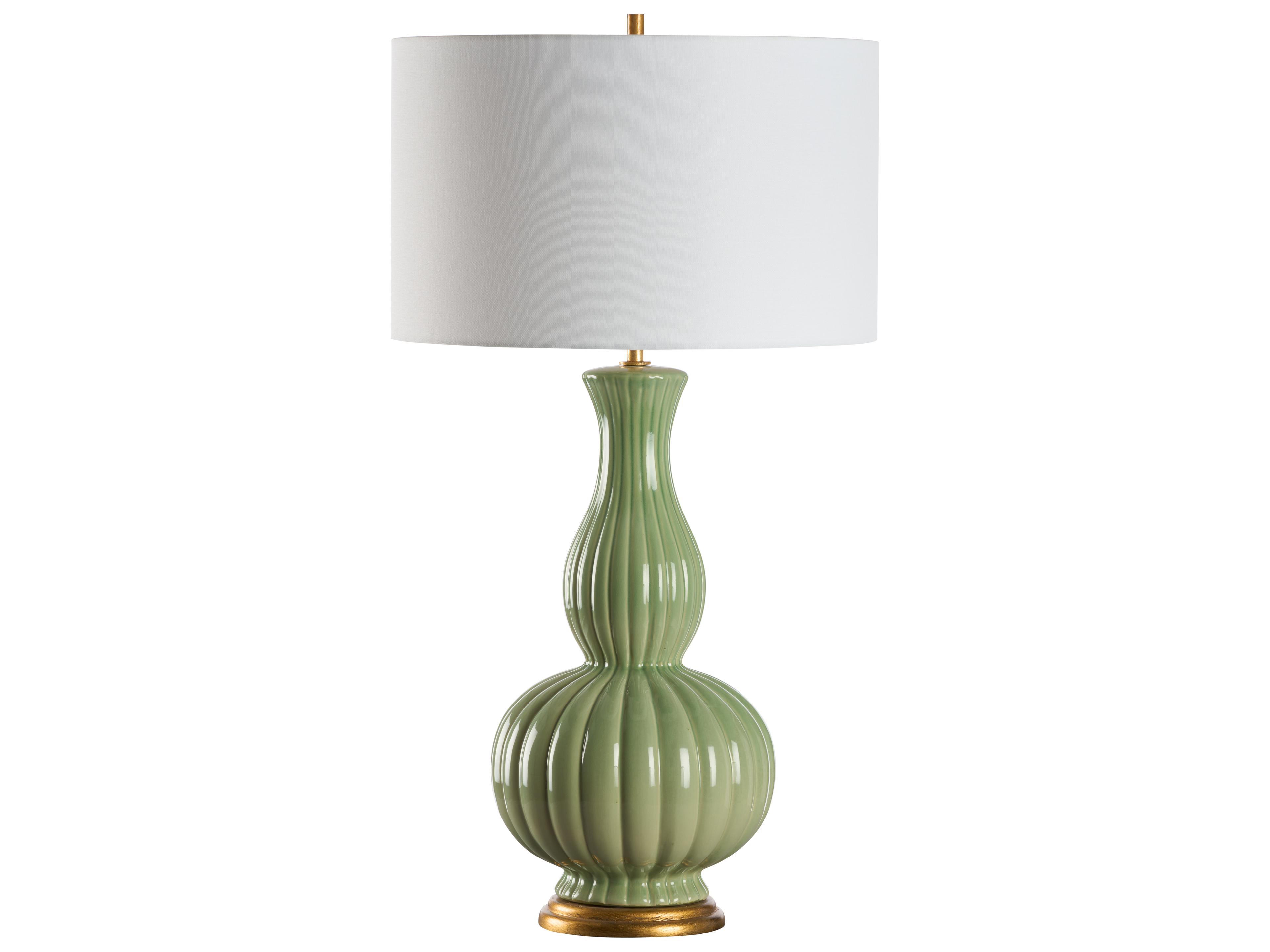 Chelsea House Jamie Merida Green Glaze Gold Leaf Table Lamp