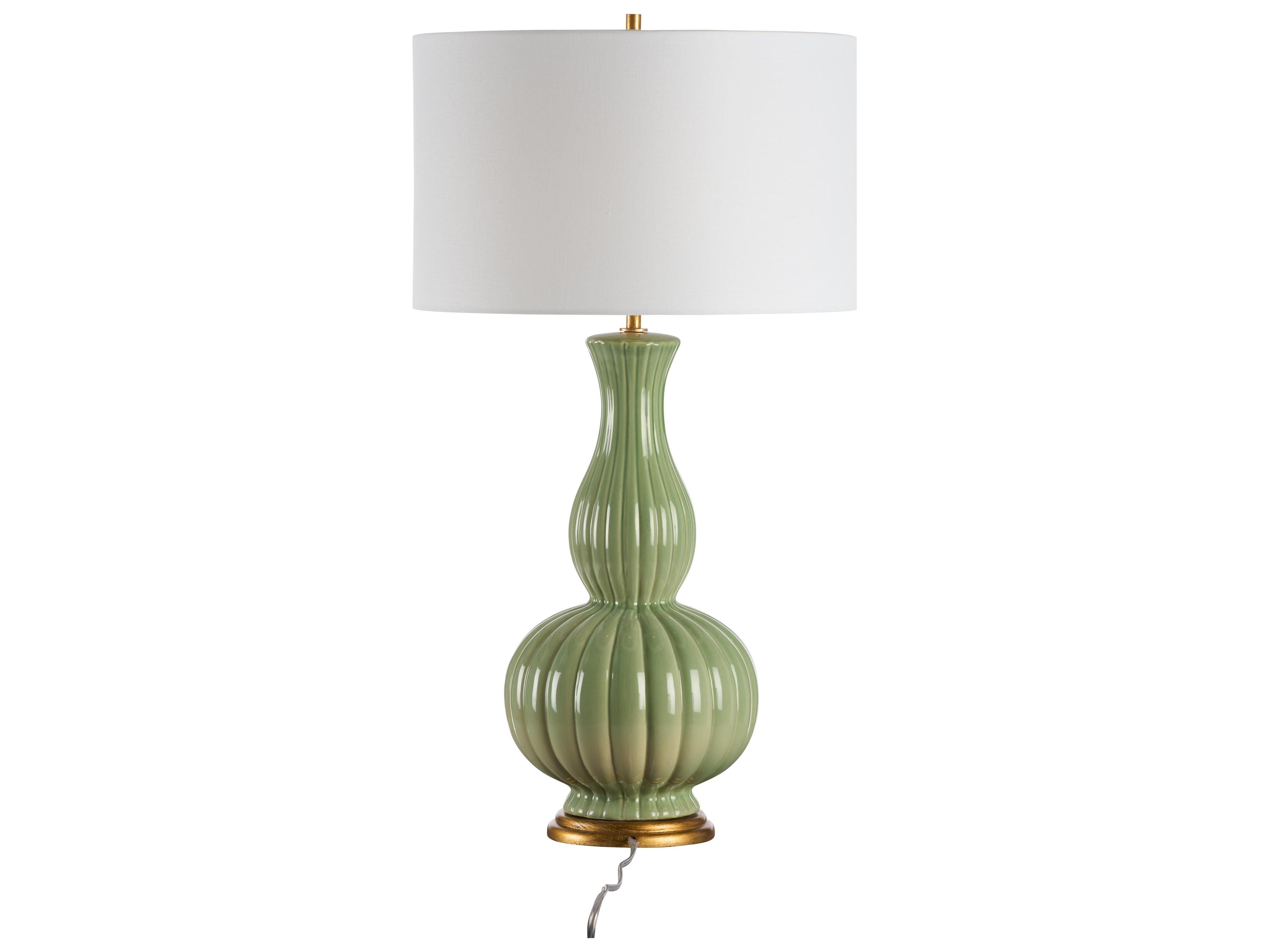 Chelsea House Jamie Merida Green Glaze Gold Leaf Table Lamp