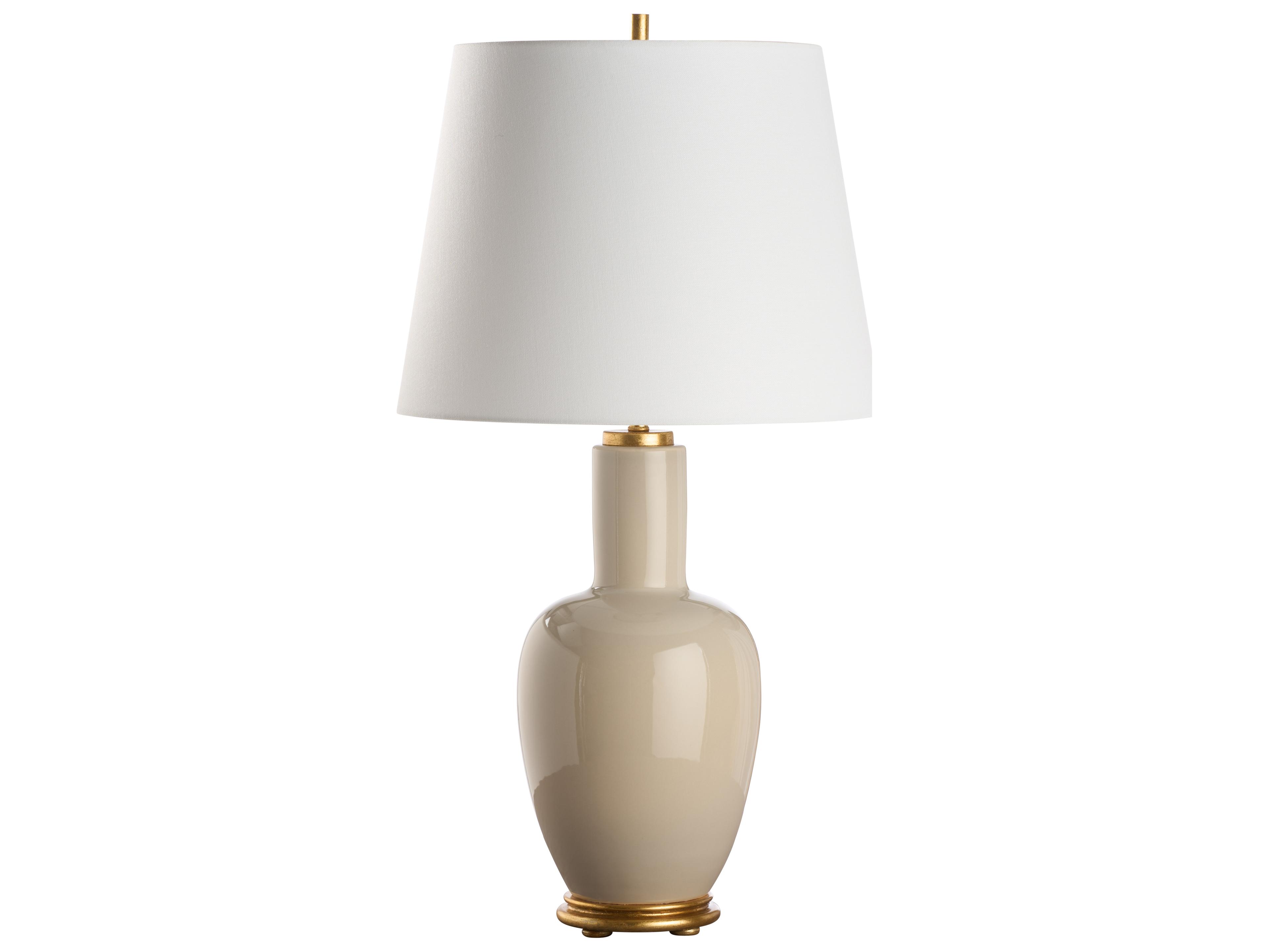 Chelsea House Jamie Merida Beige Glaze Gold Leaf Brown Table Lamp