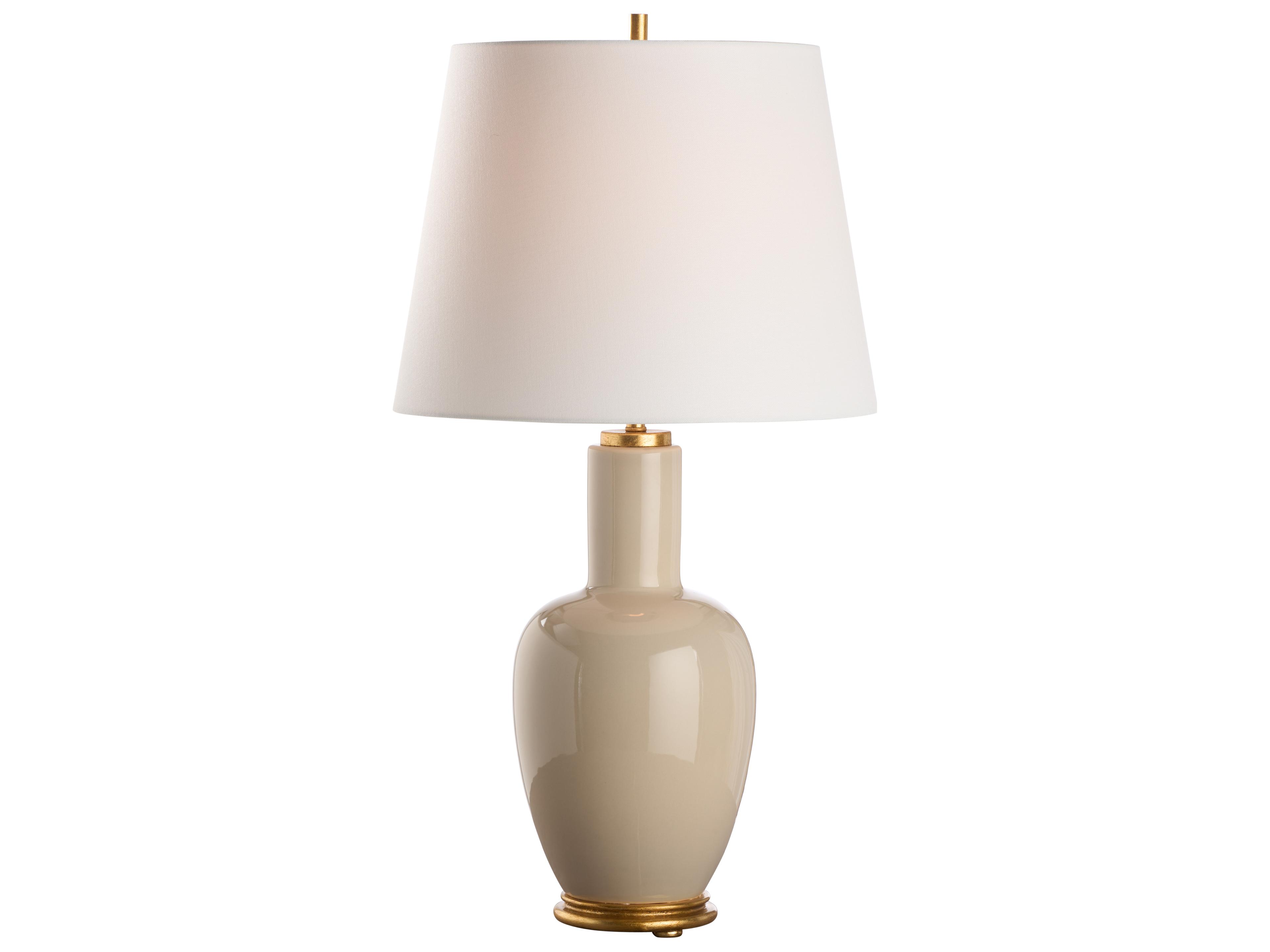 Chelsea House Jamie Merida Beige Glaze Gold Leaf Brown Table Lamp