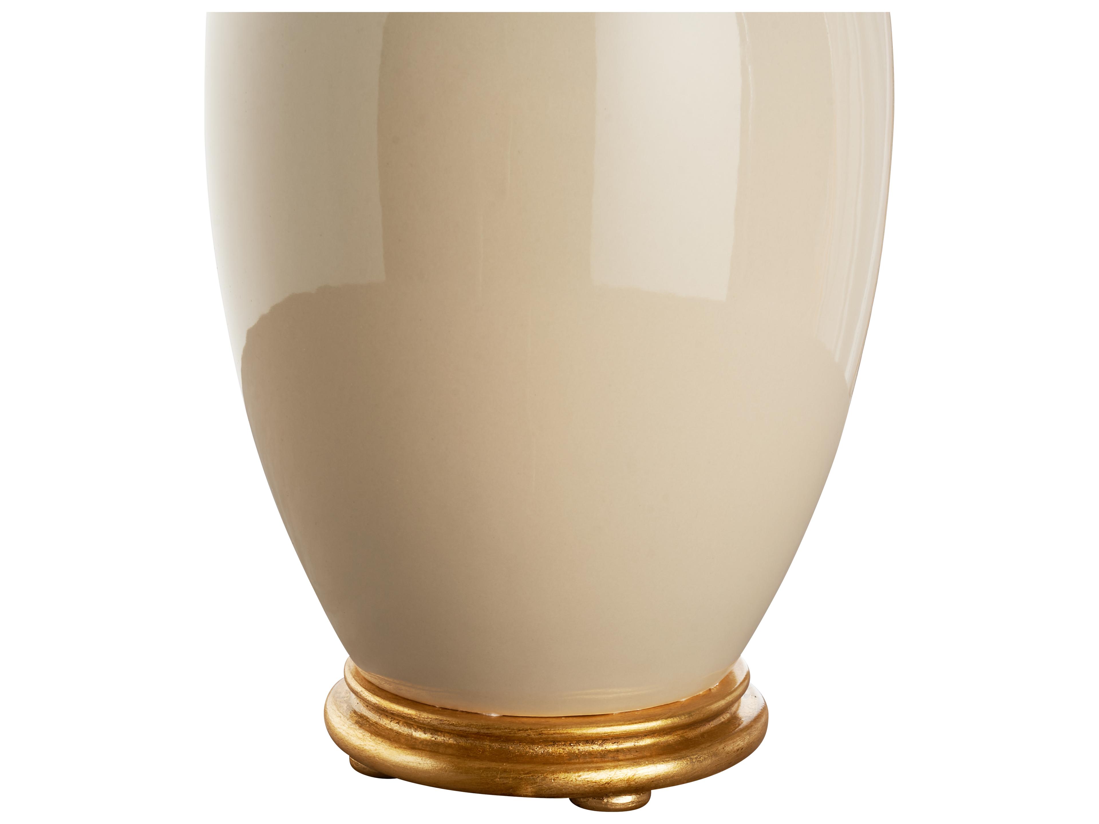 Chelsea House Jamie Merida Beige Glaze Gold Leaf Brown Table Lamp