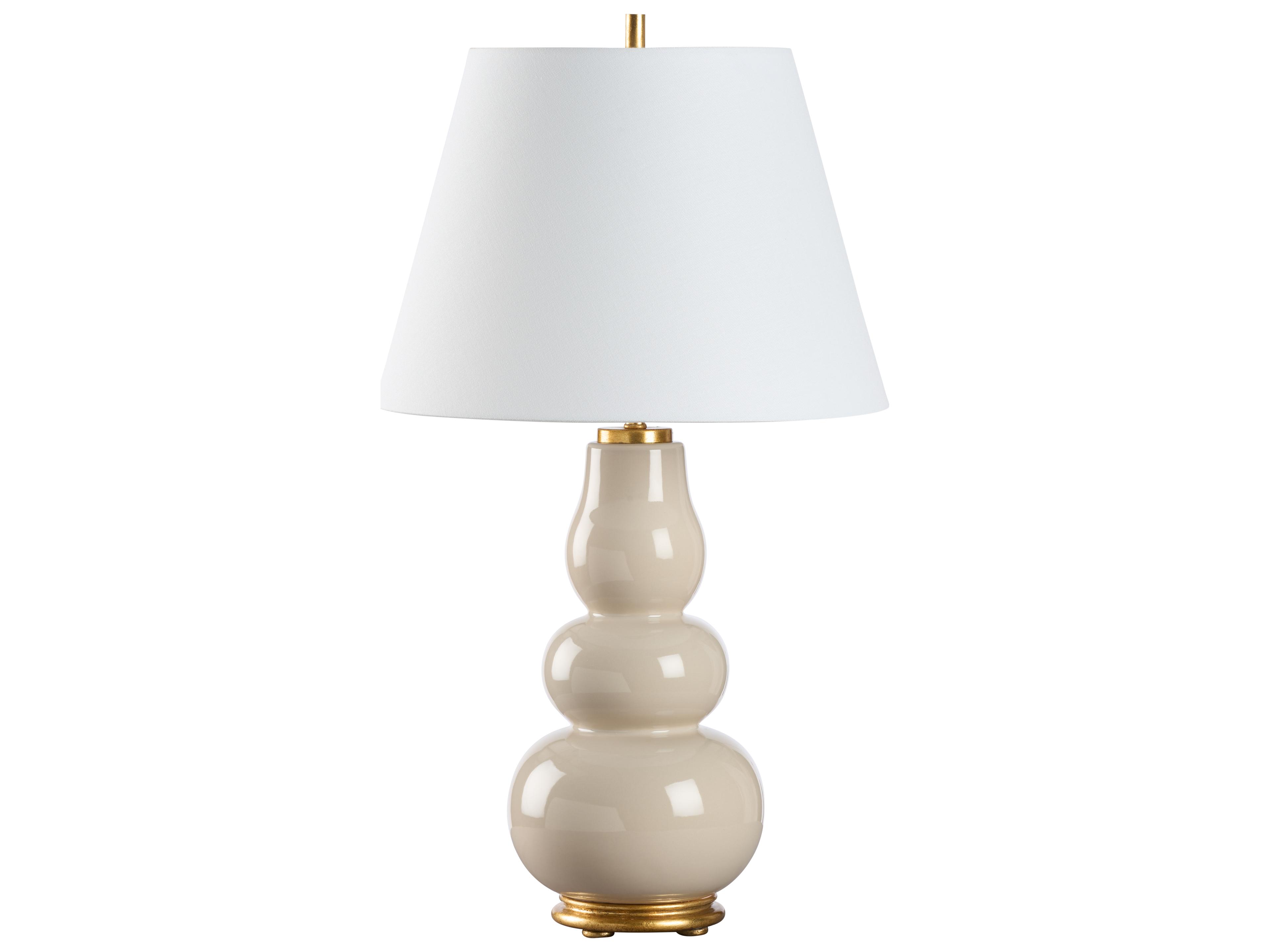 Chelsea House Jamie Merida Beige Glaze Gold Leaf Brown Table Lamp