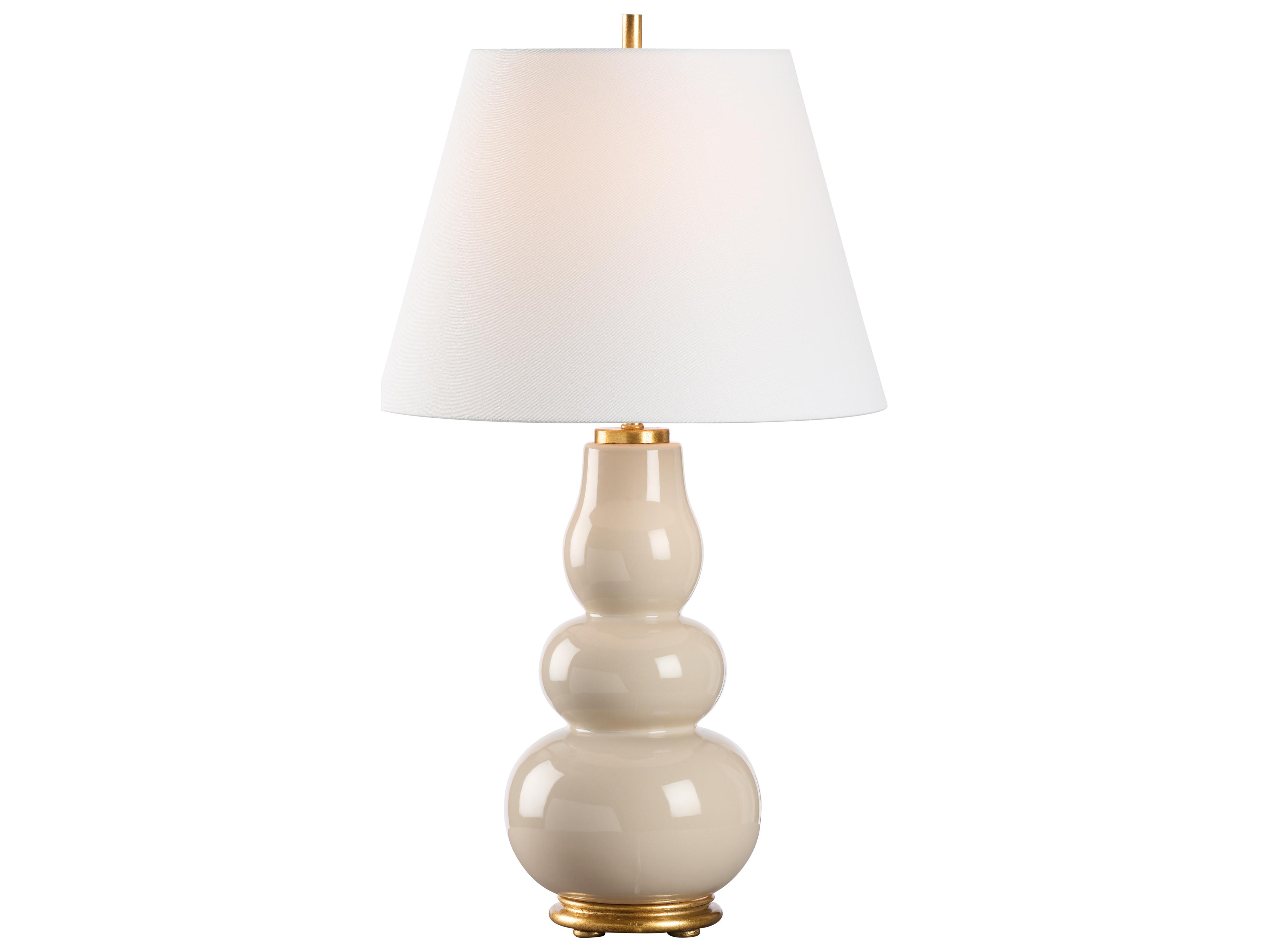 Chelsea House Jamie Merida Beige Glaze Gold Leaf Brown Table Lamp