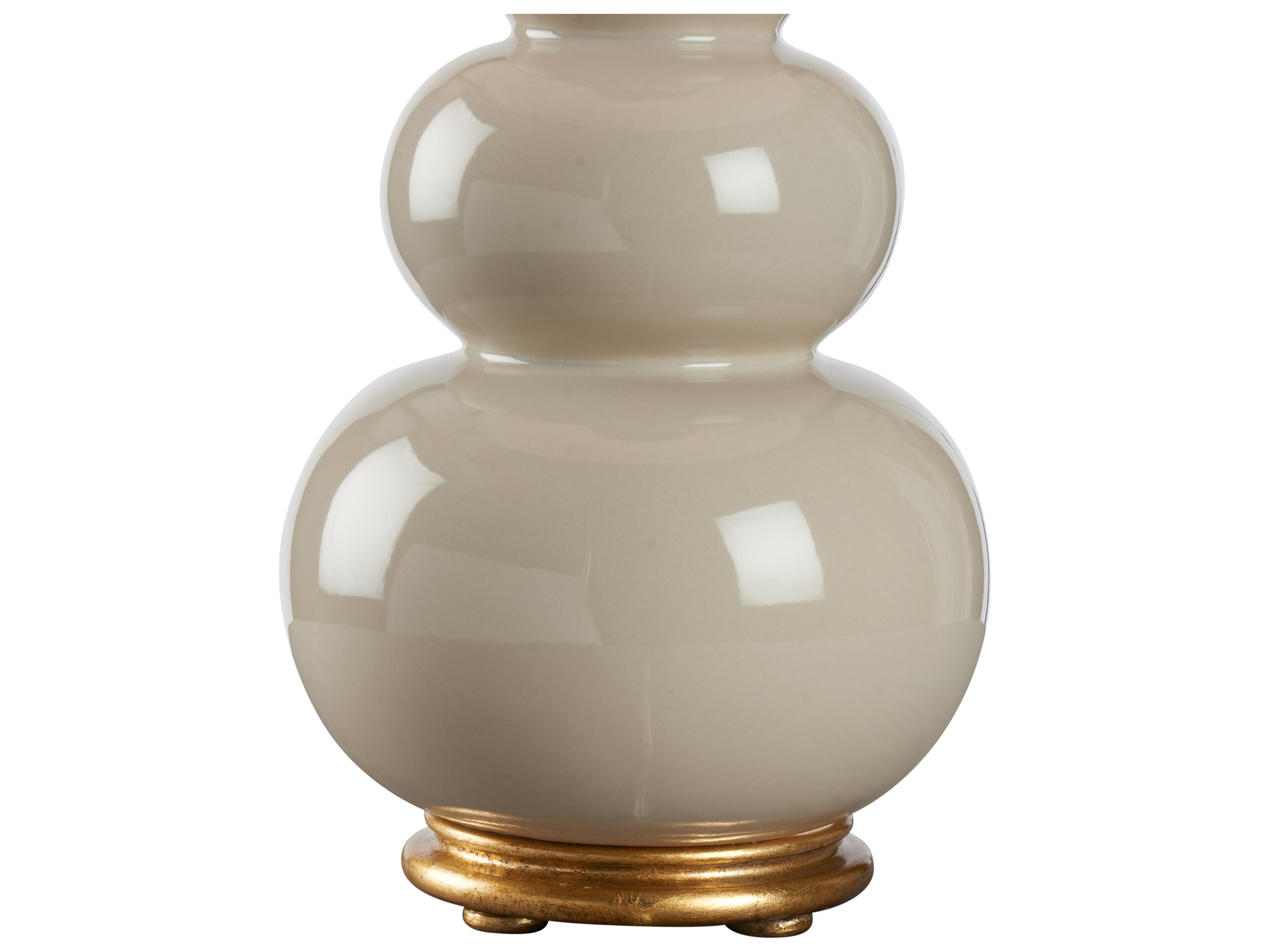 Chelsea House Jamie Merida Beige Glaze Gold Leaf Brown Table Lamp