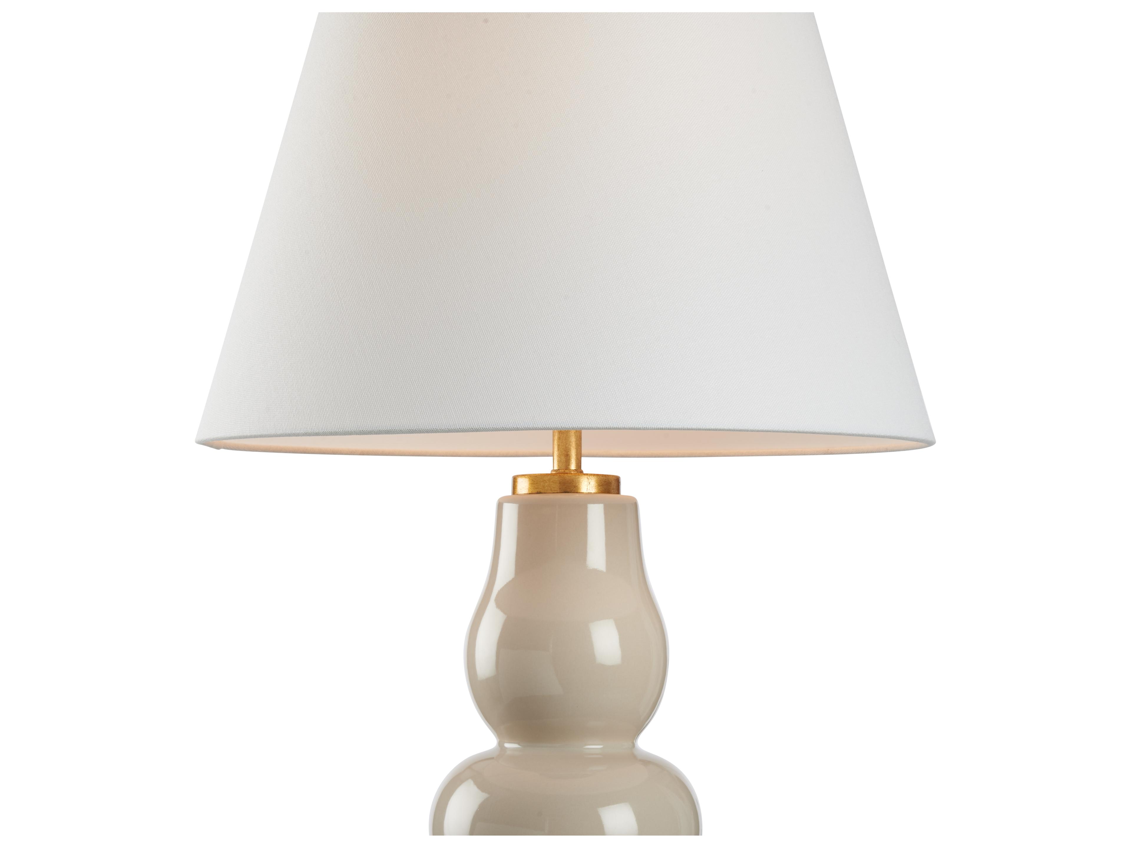 Chelsea House Jamie Merida Beige Glaze Gold Leaf Brown Table Lamp