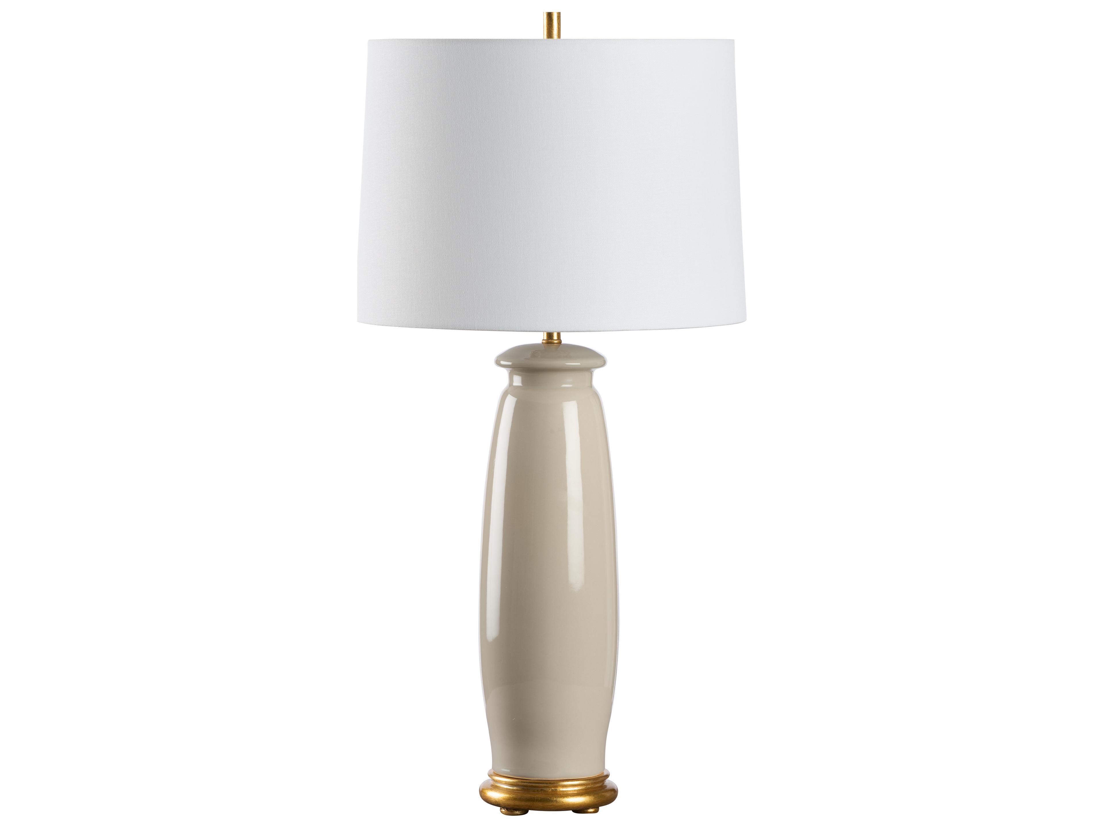 Chelsea House Jamie Merida Beige Glaze Gold Leaf Brown Table Lamp