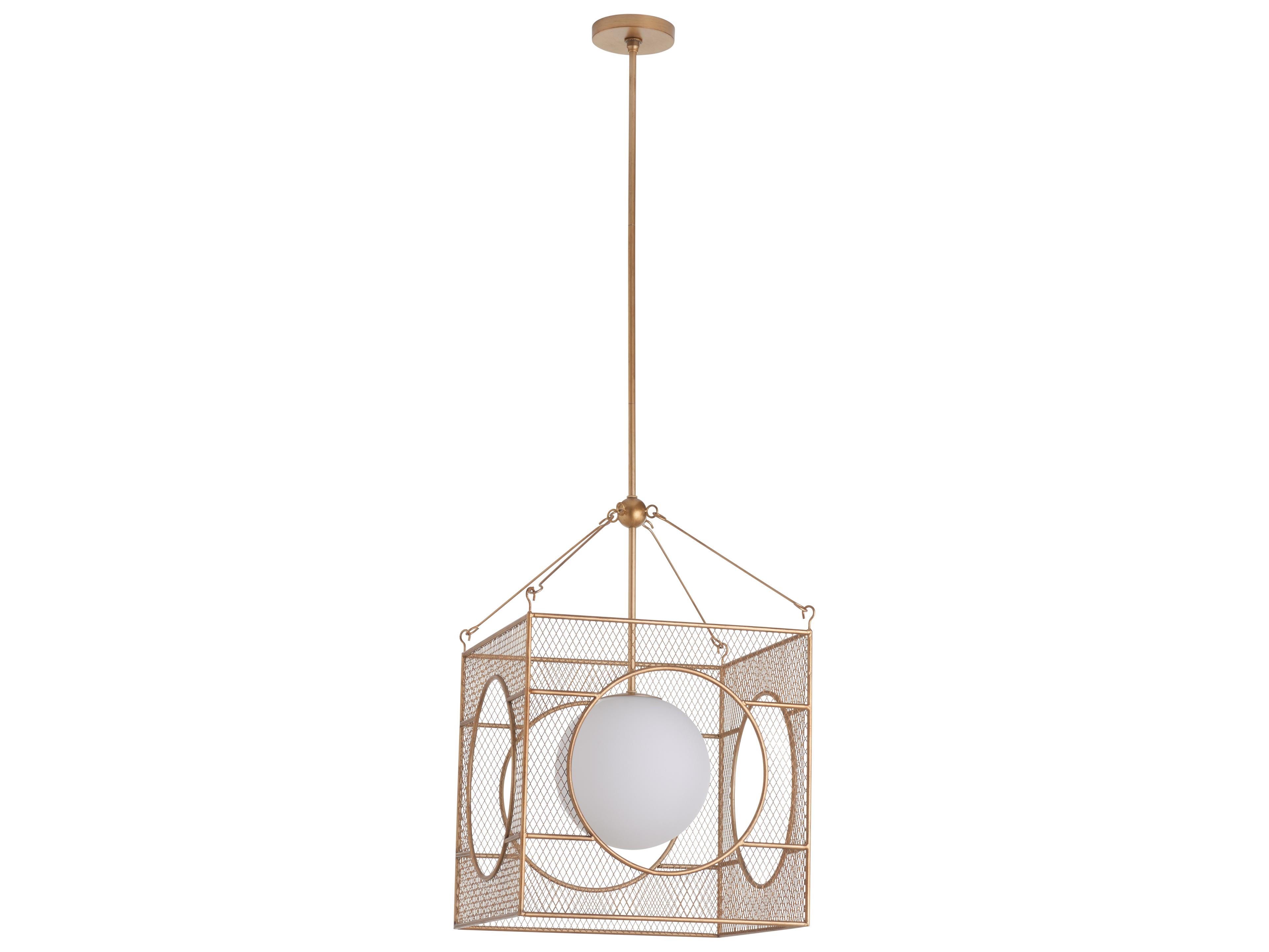 Chelsea House 1-Light Antique Brass White Lantern Pendant