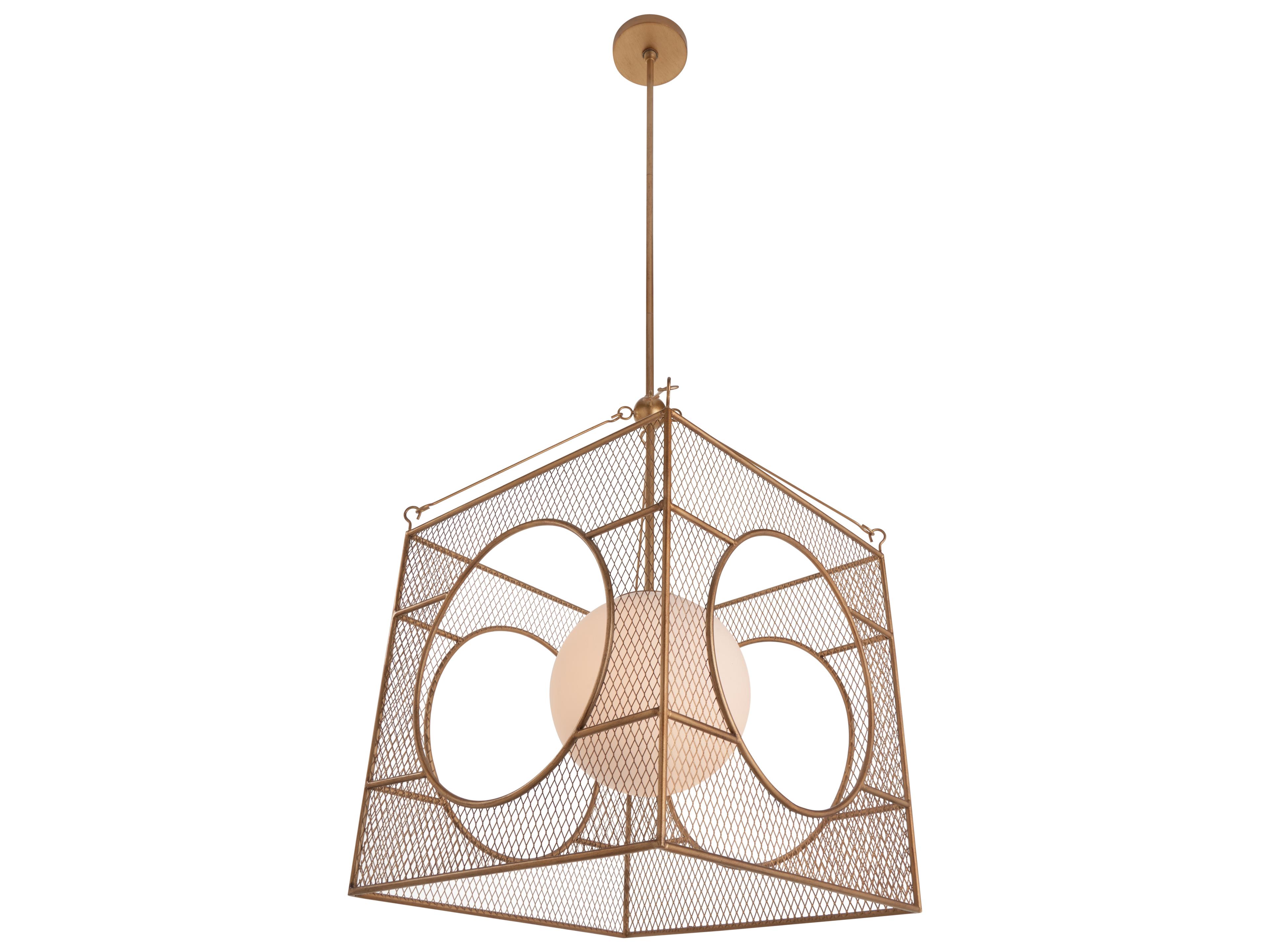 Chelsea House 1-Light Antique Brass White Lantern Pendant