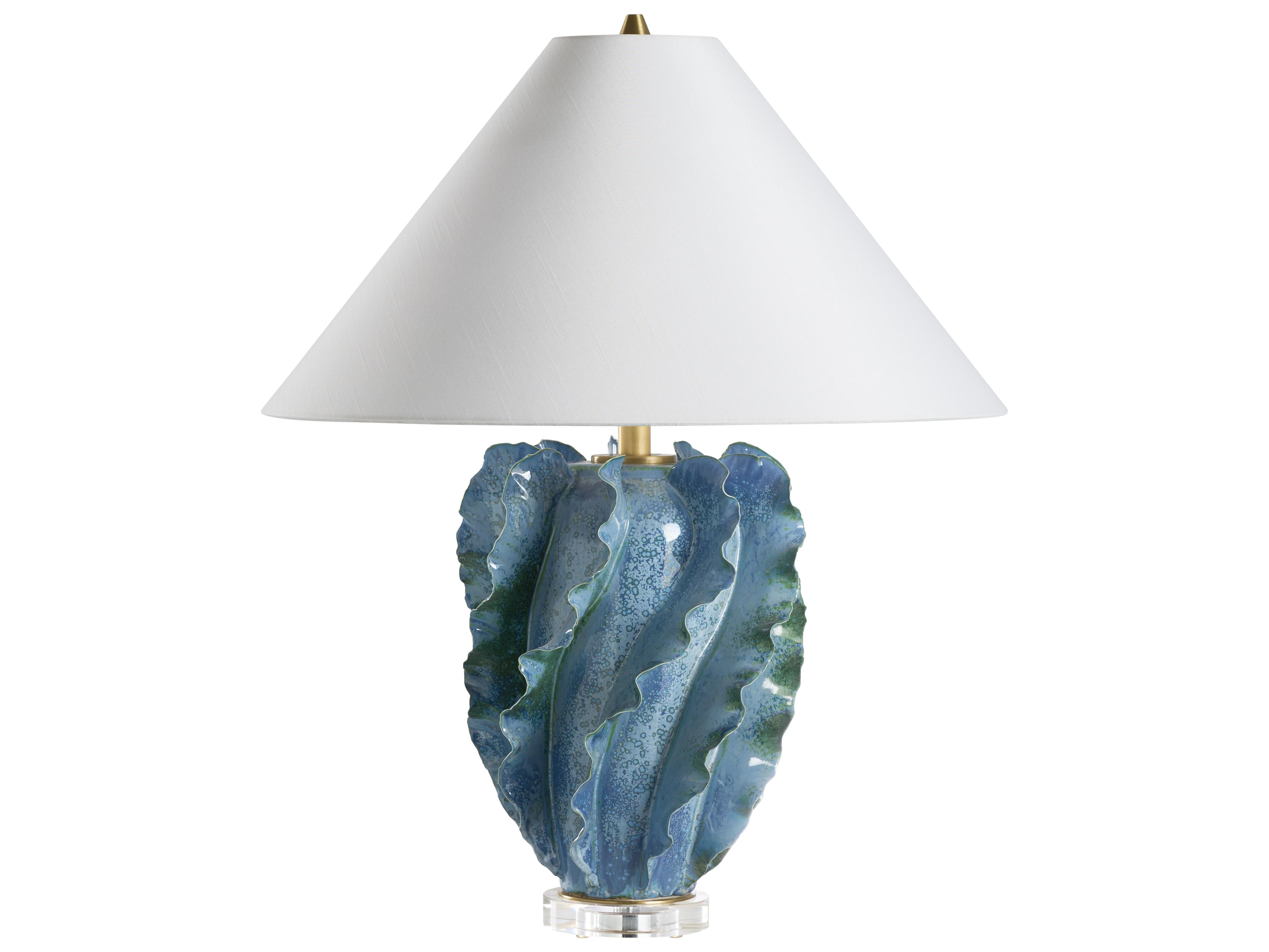Chelsea House Town Square Blue Green Glaze Clear Table Lamp