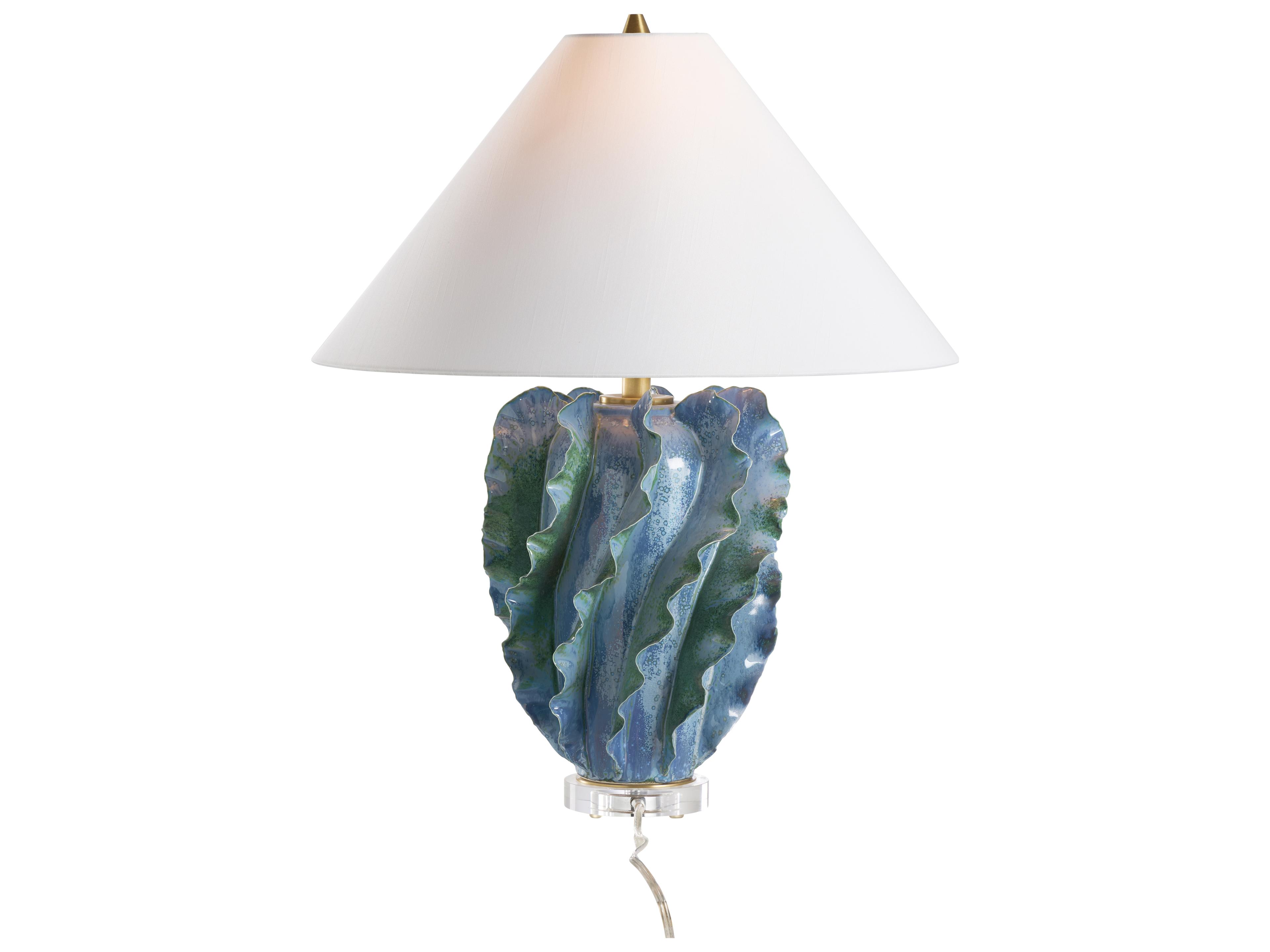 Chelsea House Town Square Blue Green Glaze Clear Table Lamp
