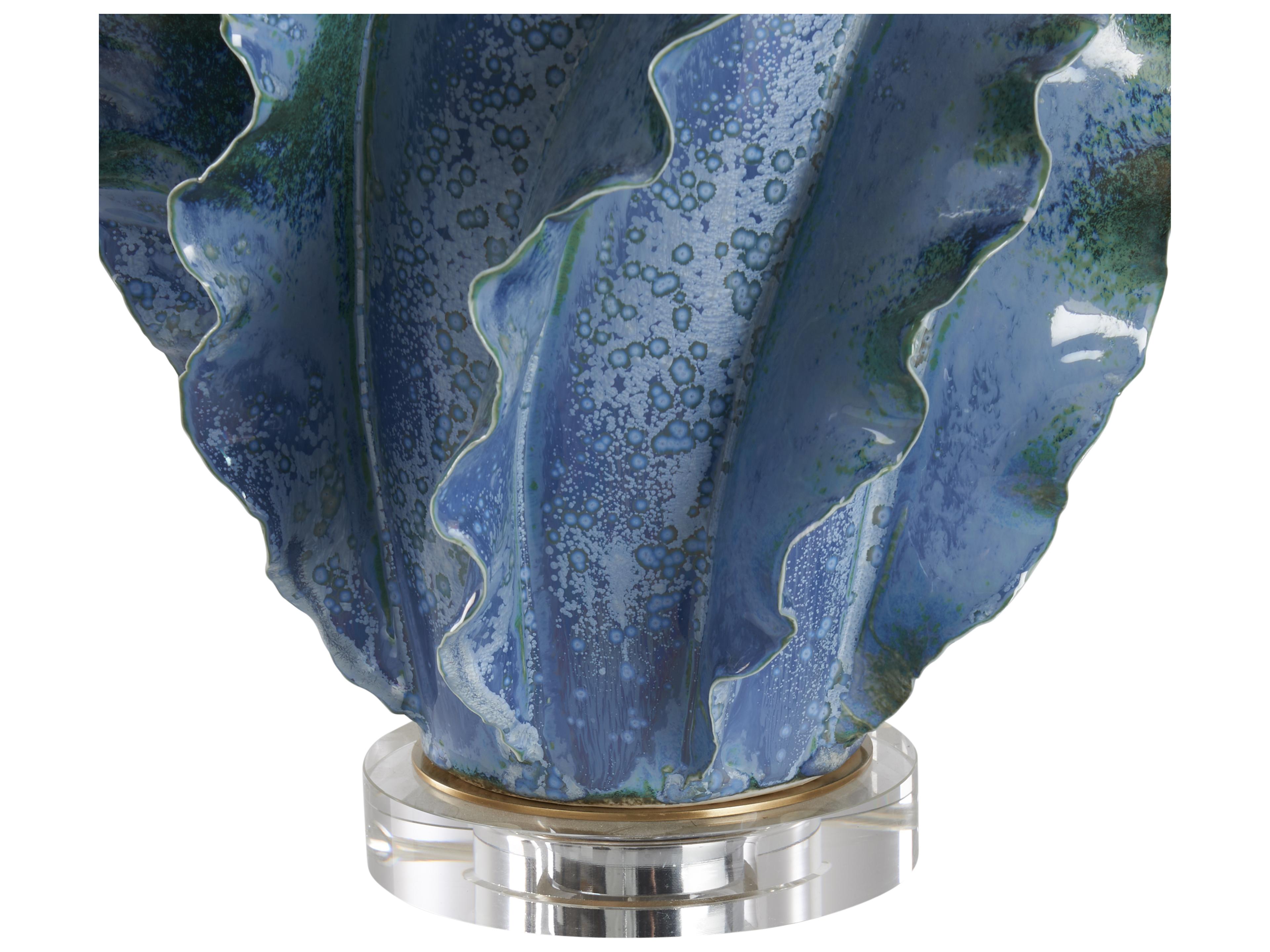 Chelsea House Town Square Blue Green Glaze Clear Table Lamp