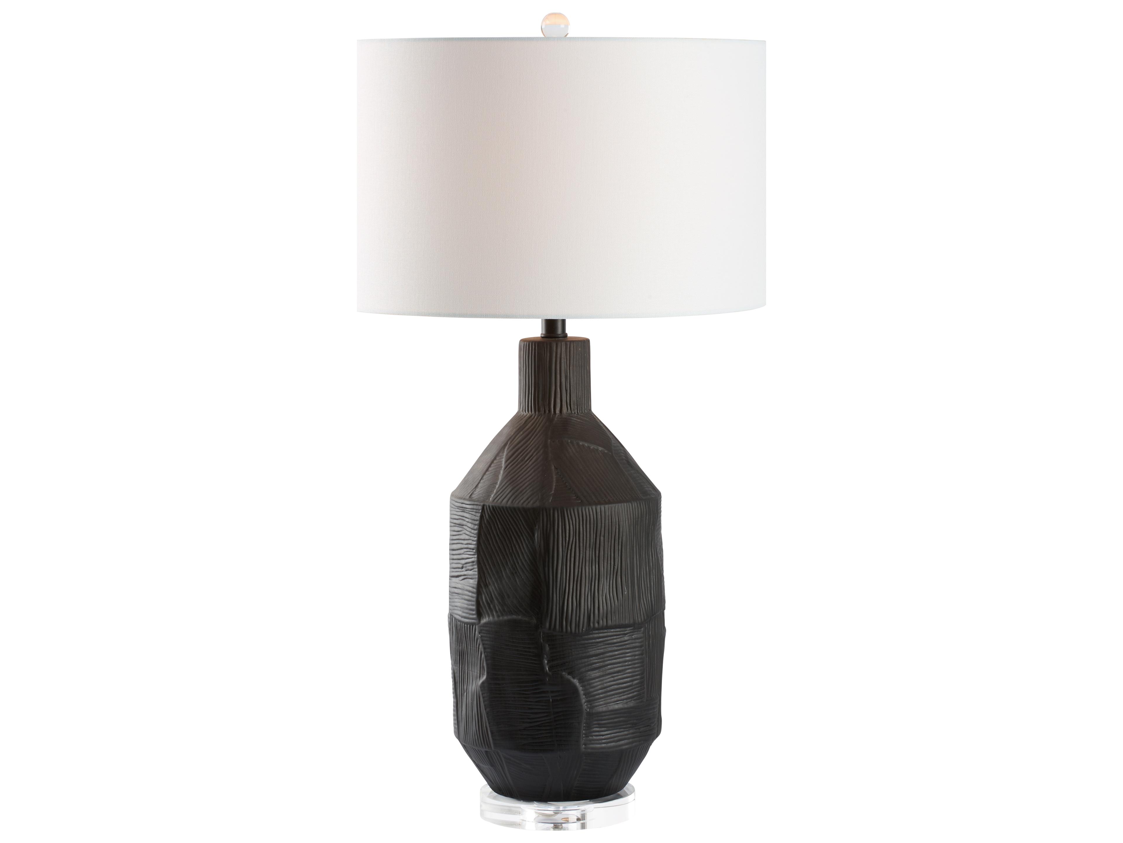 Chelsea House Town Square Matte Black Glaze Clear Table Lamp