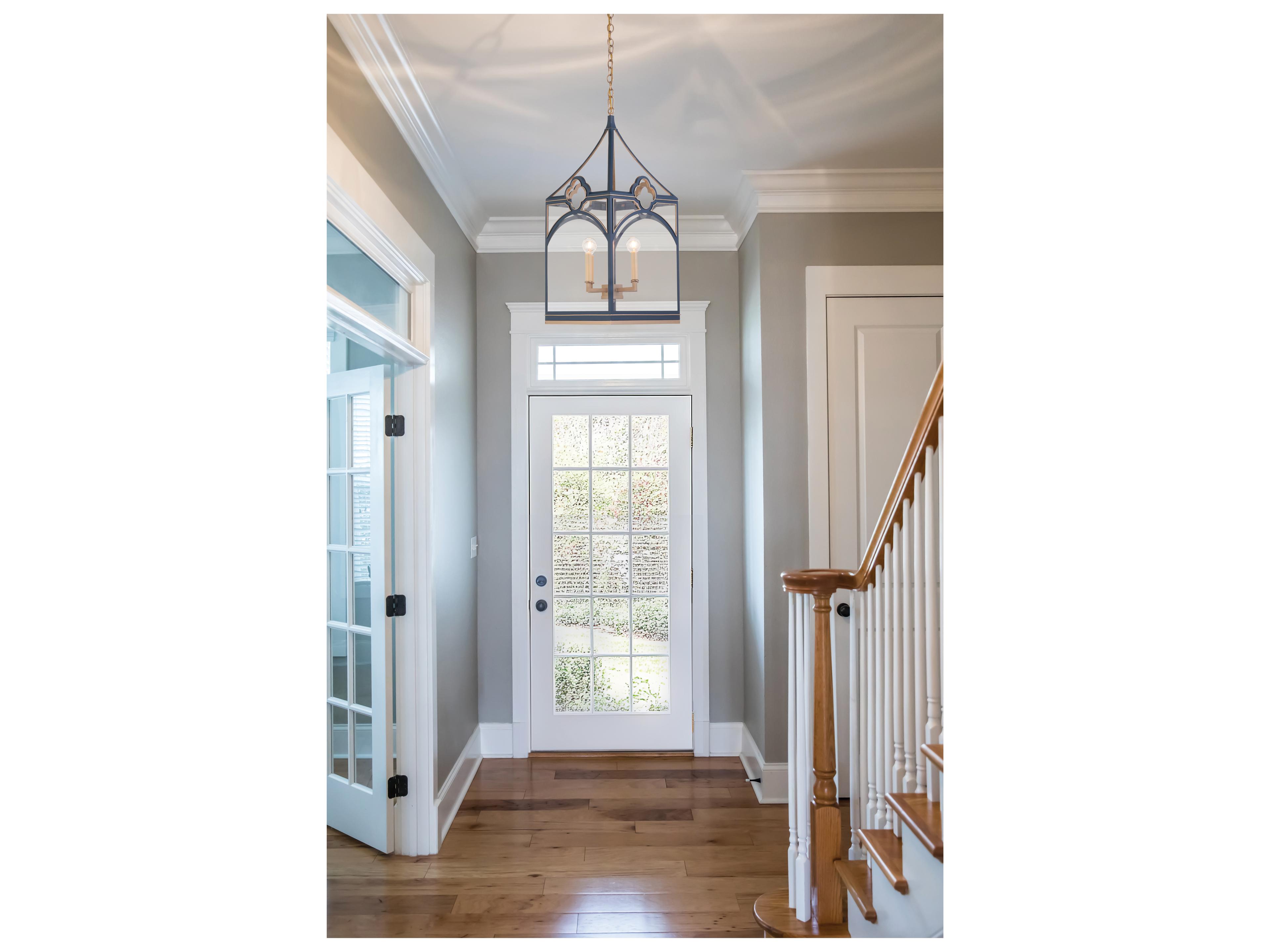 Chelsea House 4-Light Blue Gold Clear Black Lantern Chandelier