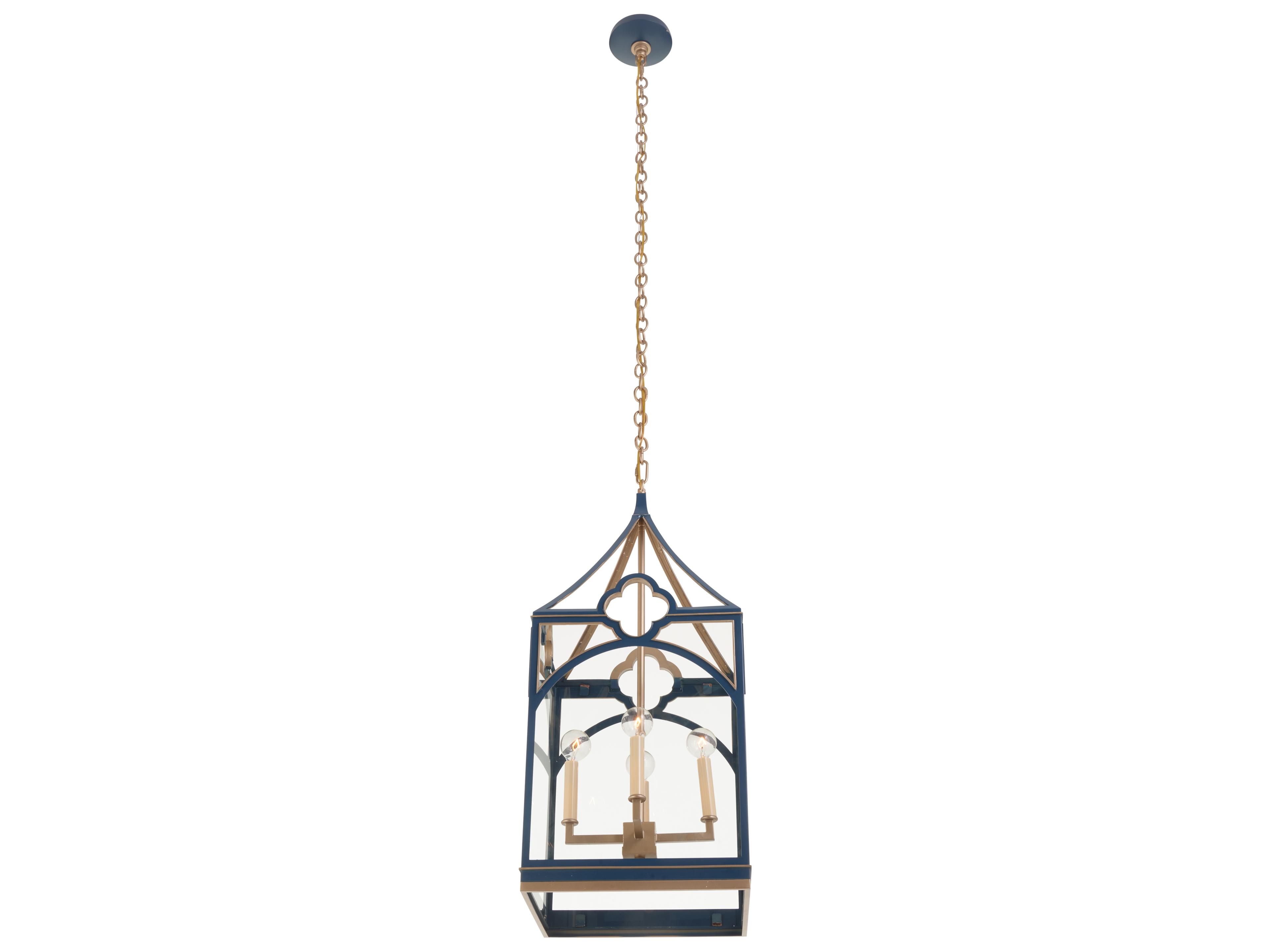 Chelsea House 4-Light Blue Gold Clear Black Lantern Chandelier