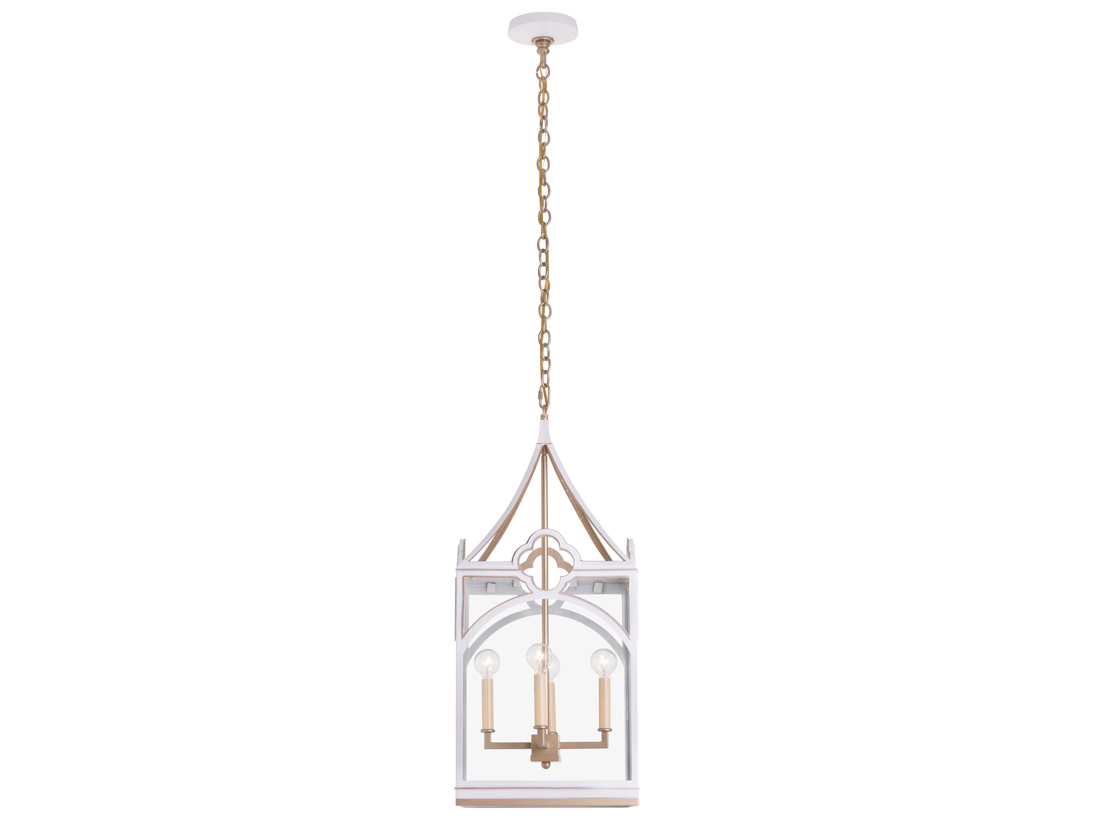 Chelsea House 4-Light White Gold Clear Lantern Chandelier