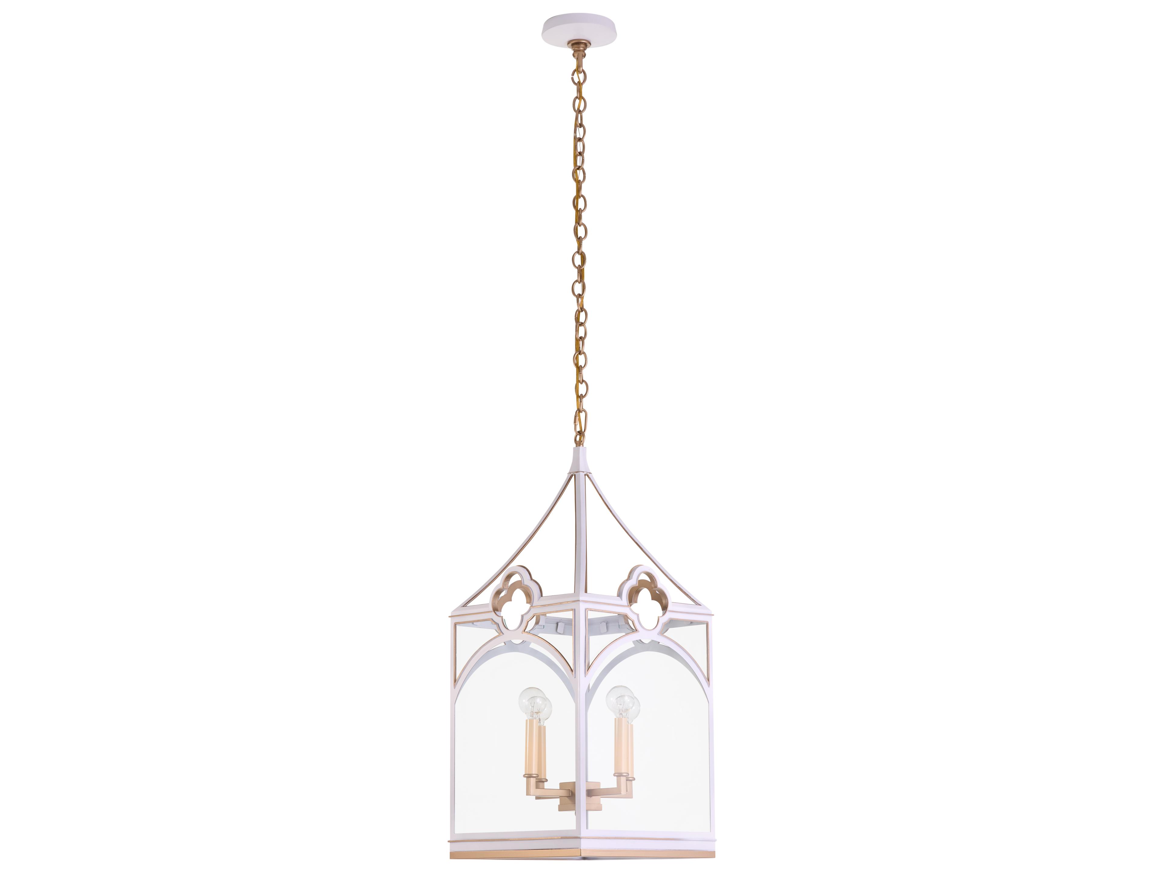 Chelsea House 4-Light White Gold Clear Lantern Chandelier