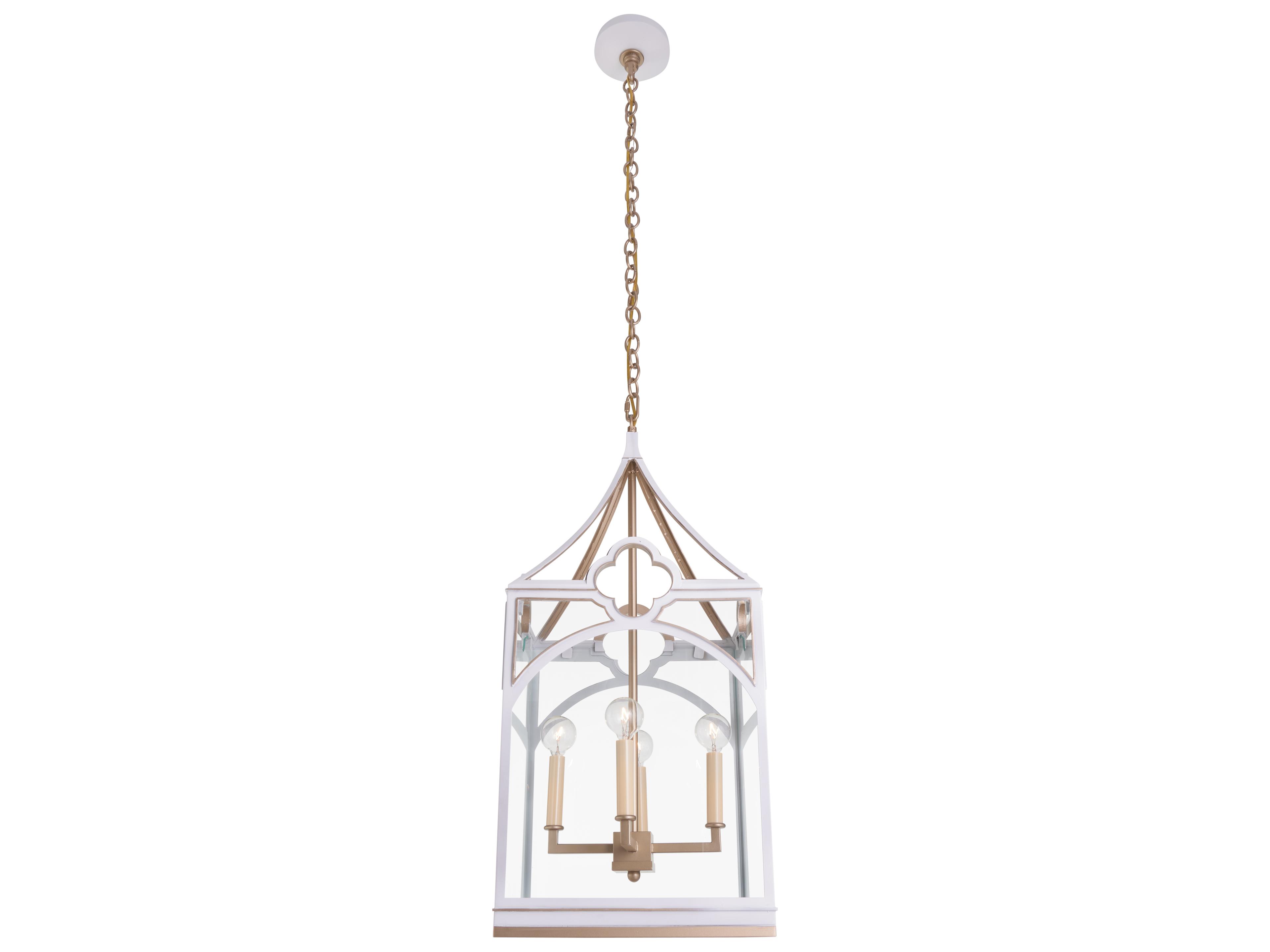 Chelsea House 4-Light White Gold Clear Lantern Chandelier