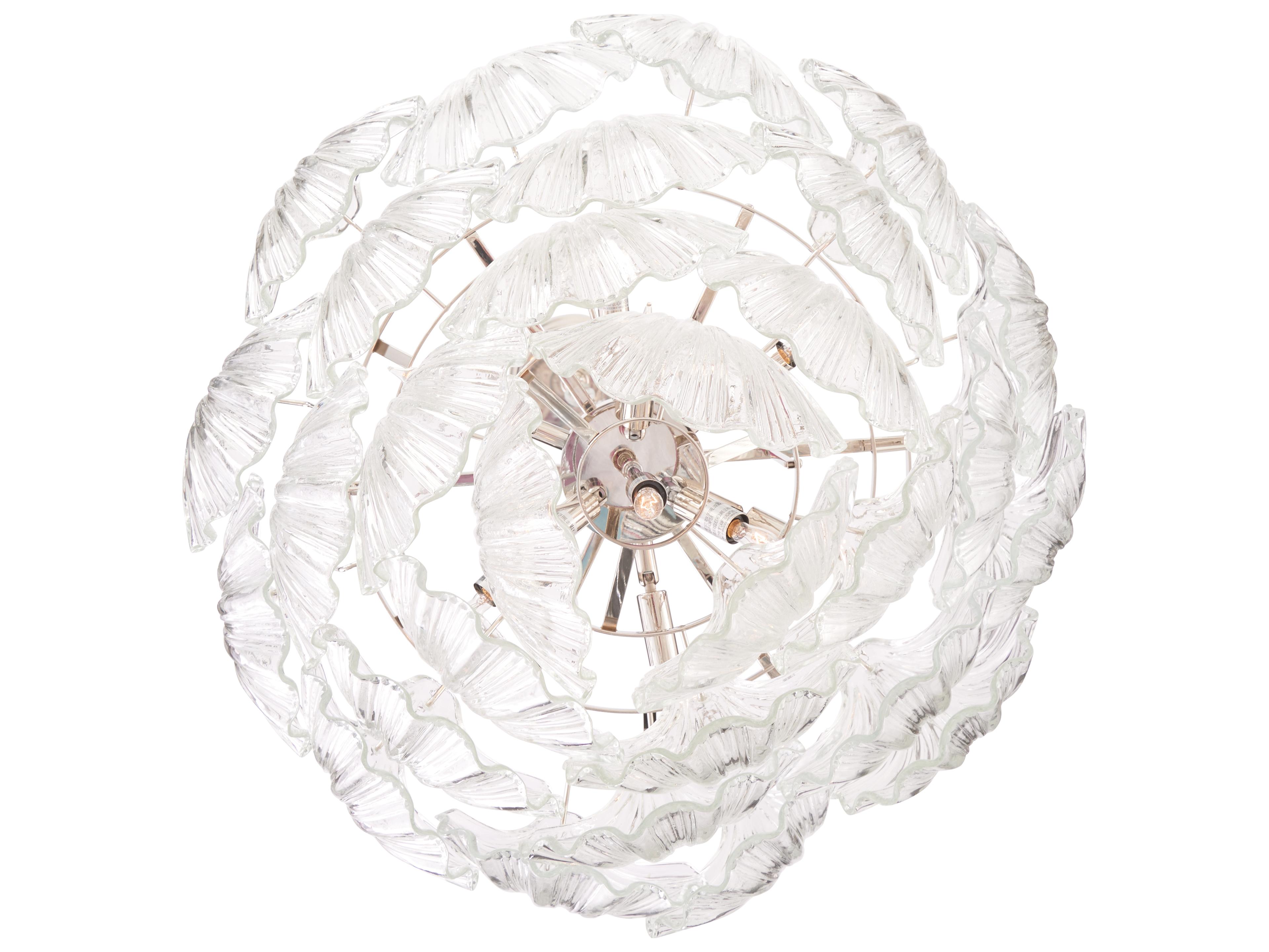 Chelsea House Jamie Merida 9-Light Polished Nickel Clear Bowl Chandelier