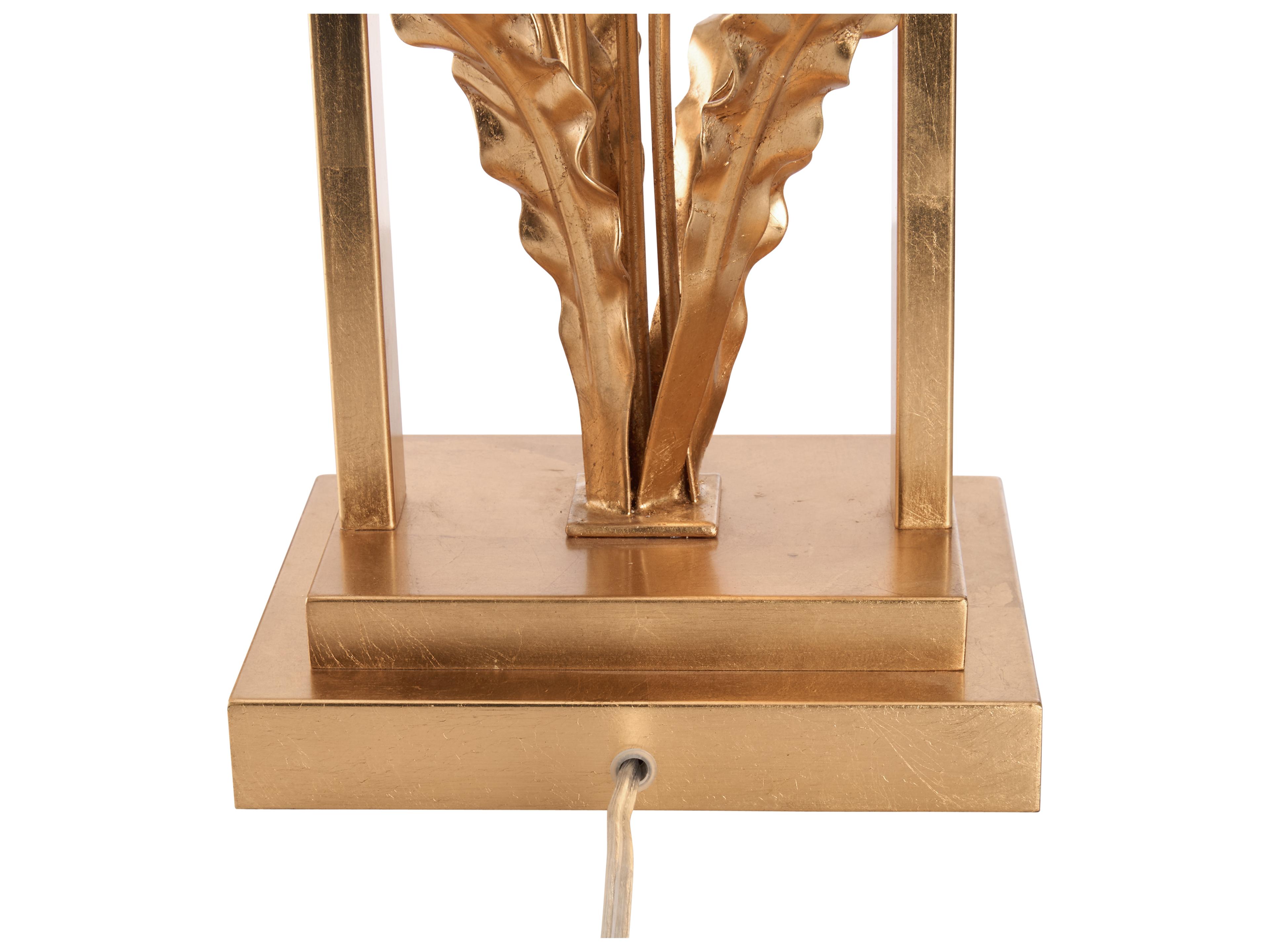 Chelsea House Lisa Kahn Antique Gold Leaf Matte White Glaze Brass Table Lamp