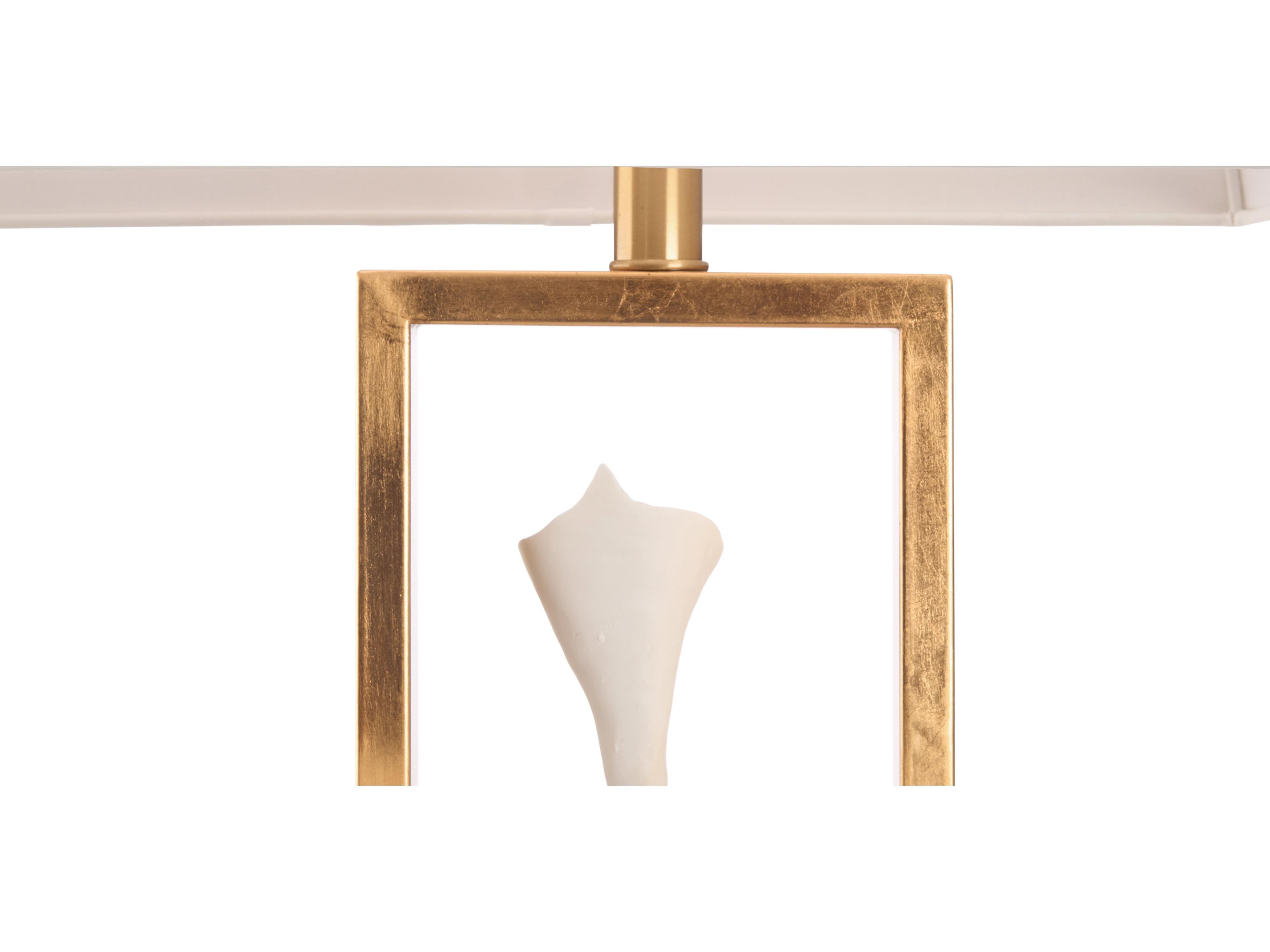 Chelsea House Lisa Kahn Antique Gold Leaf Matte White Glaze Brass Table Lamp