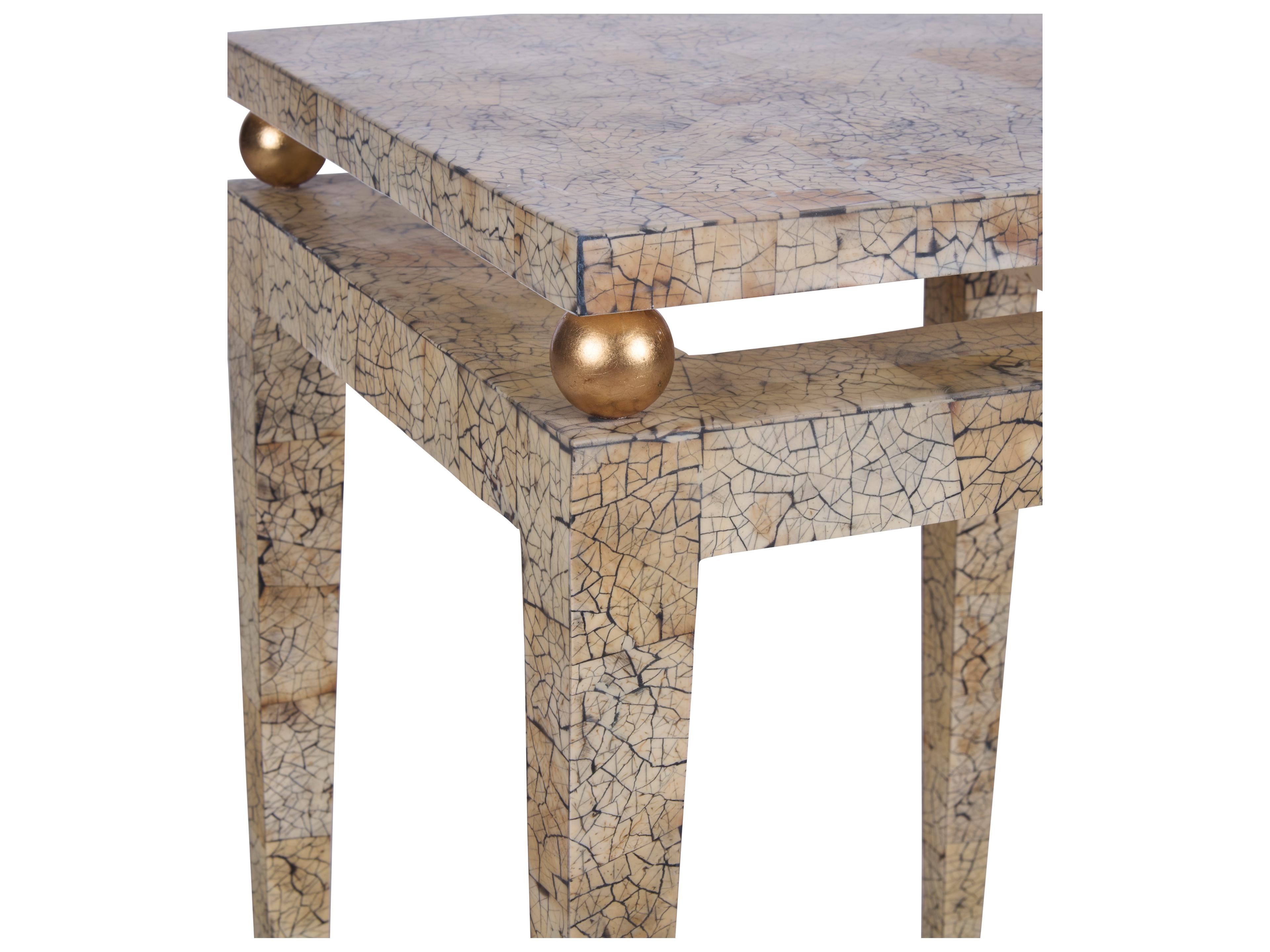 Chelsea House Square Faux Stone White Cream End Table