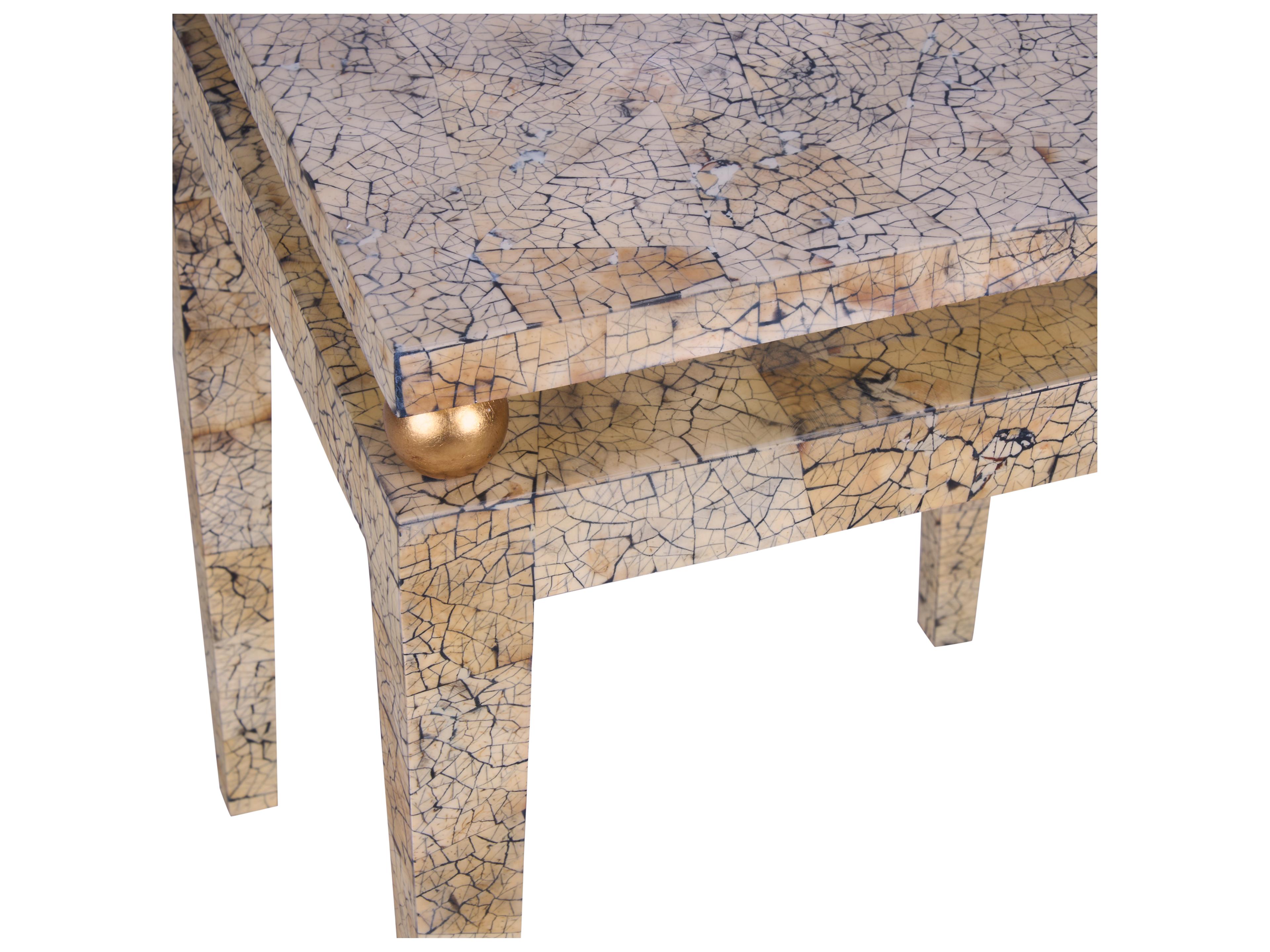 Chelsea House Square Faux Stone White Cream End Table