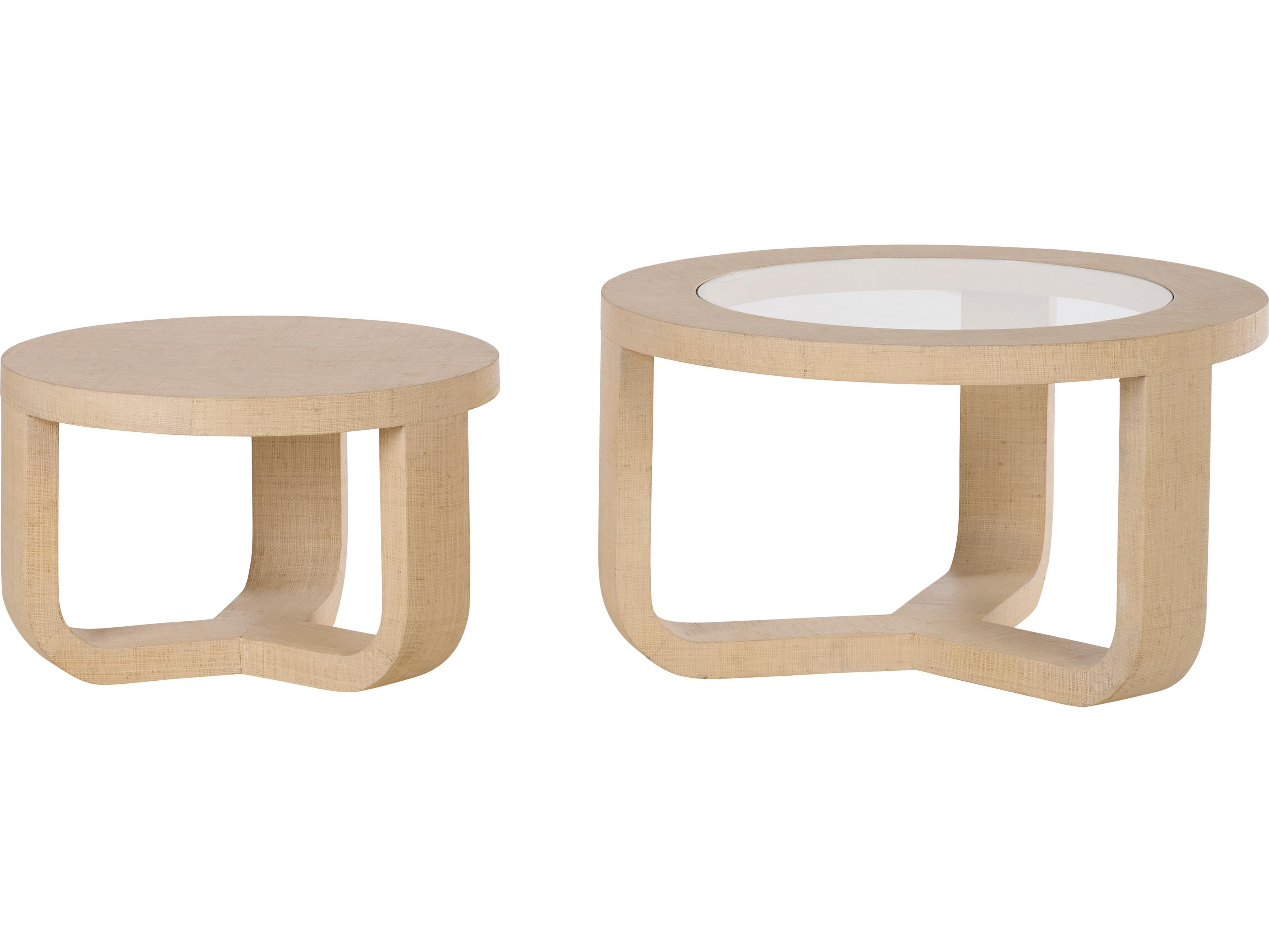 Chelsea House Round Glass White Cream Coffee Table