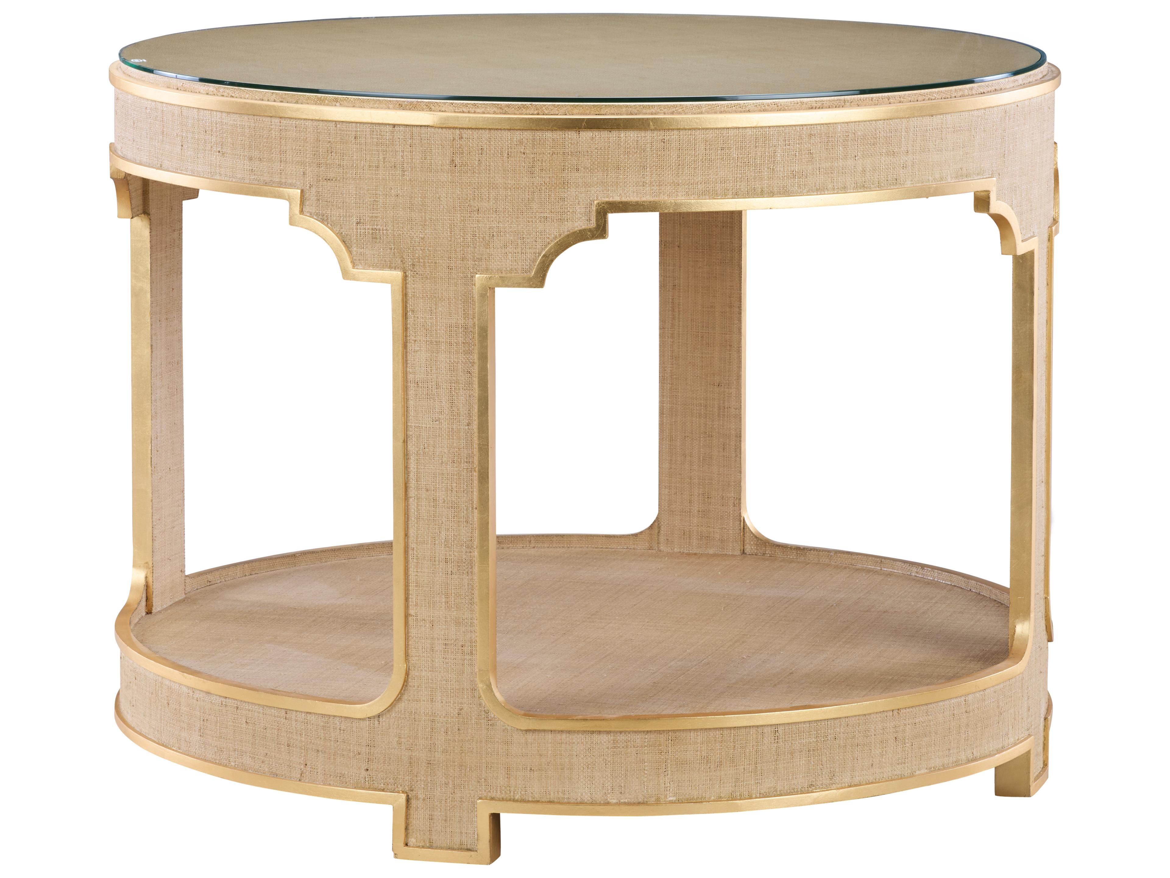 Chelsea House Jamie Merida Round Glass White Cream Dining Table