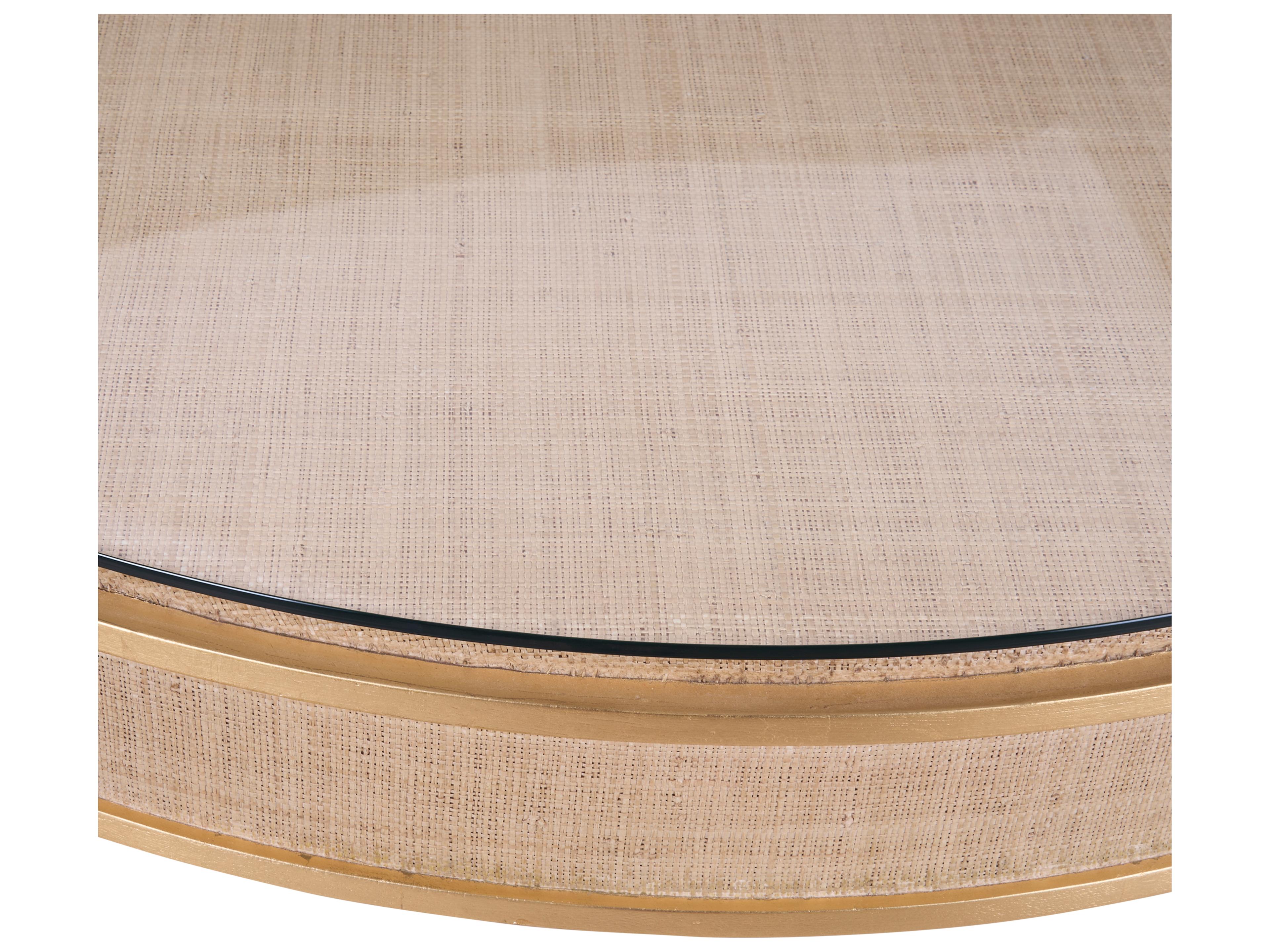 Chelsea House Jamie Merida Round Glass White Cream Dining Table