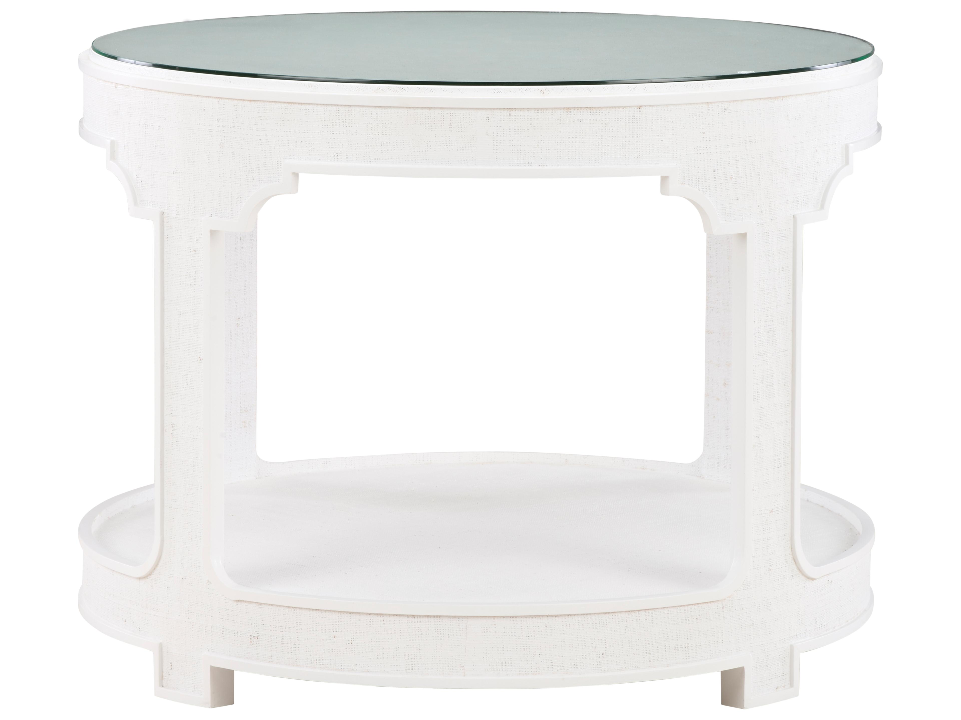Chelsea House Jamie Merida Round Glass White Cream Dining Table