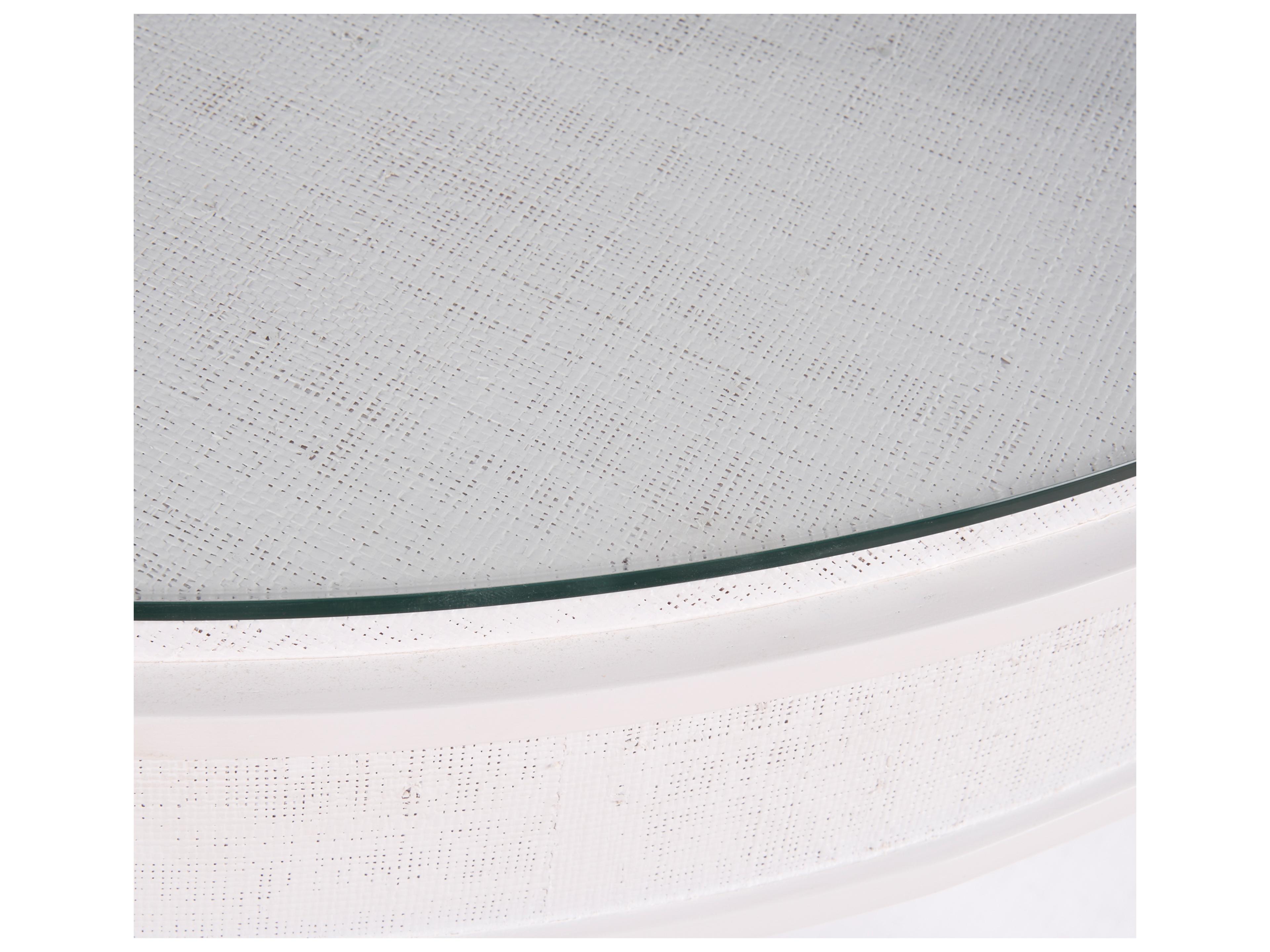 Chelsea House Jamie Merida Round Glass White Cream Dining Table