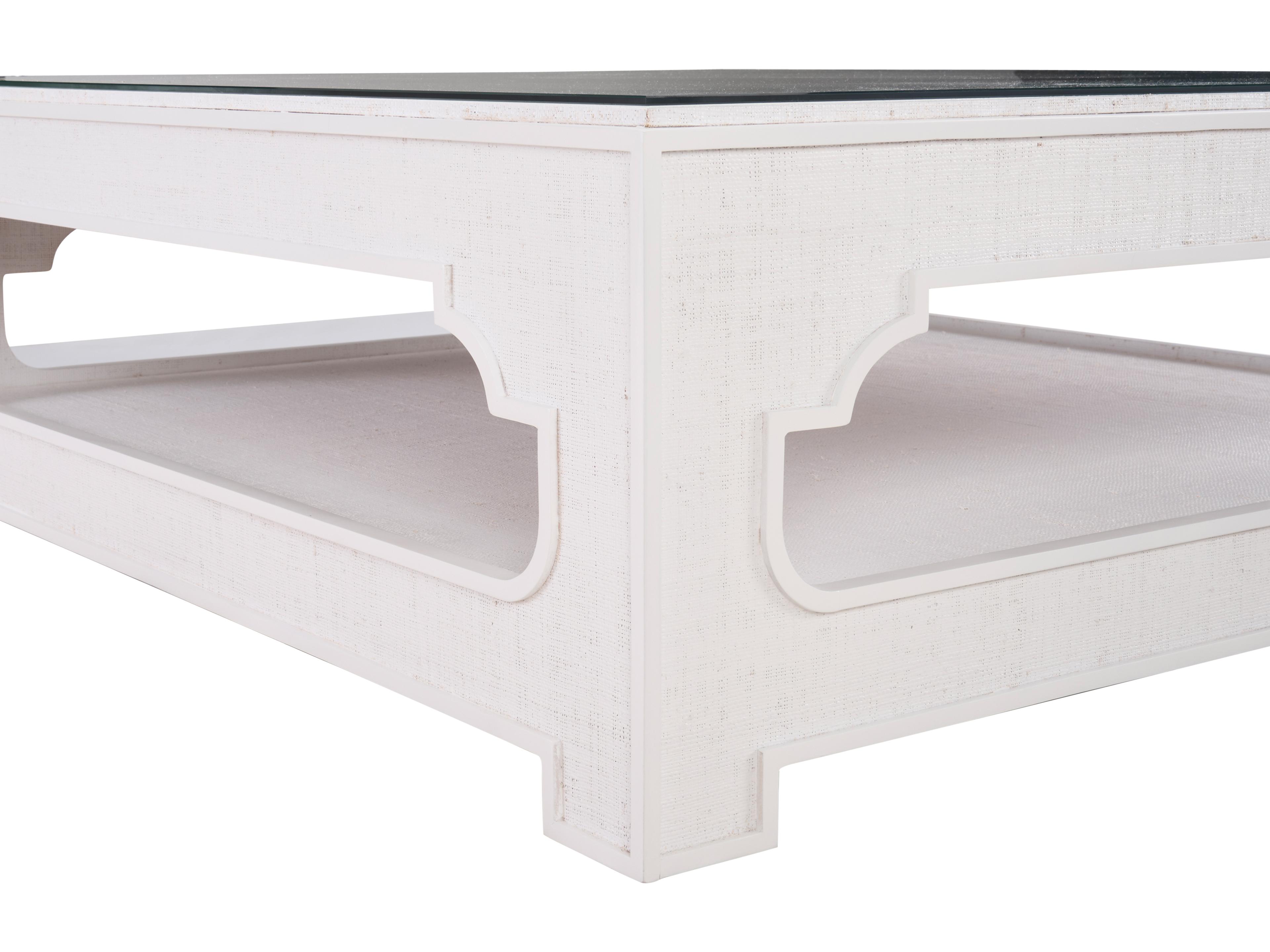Chelsea House Jamie Merida Square Glass White Cream Coffee Table