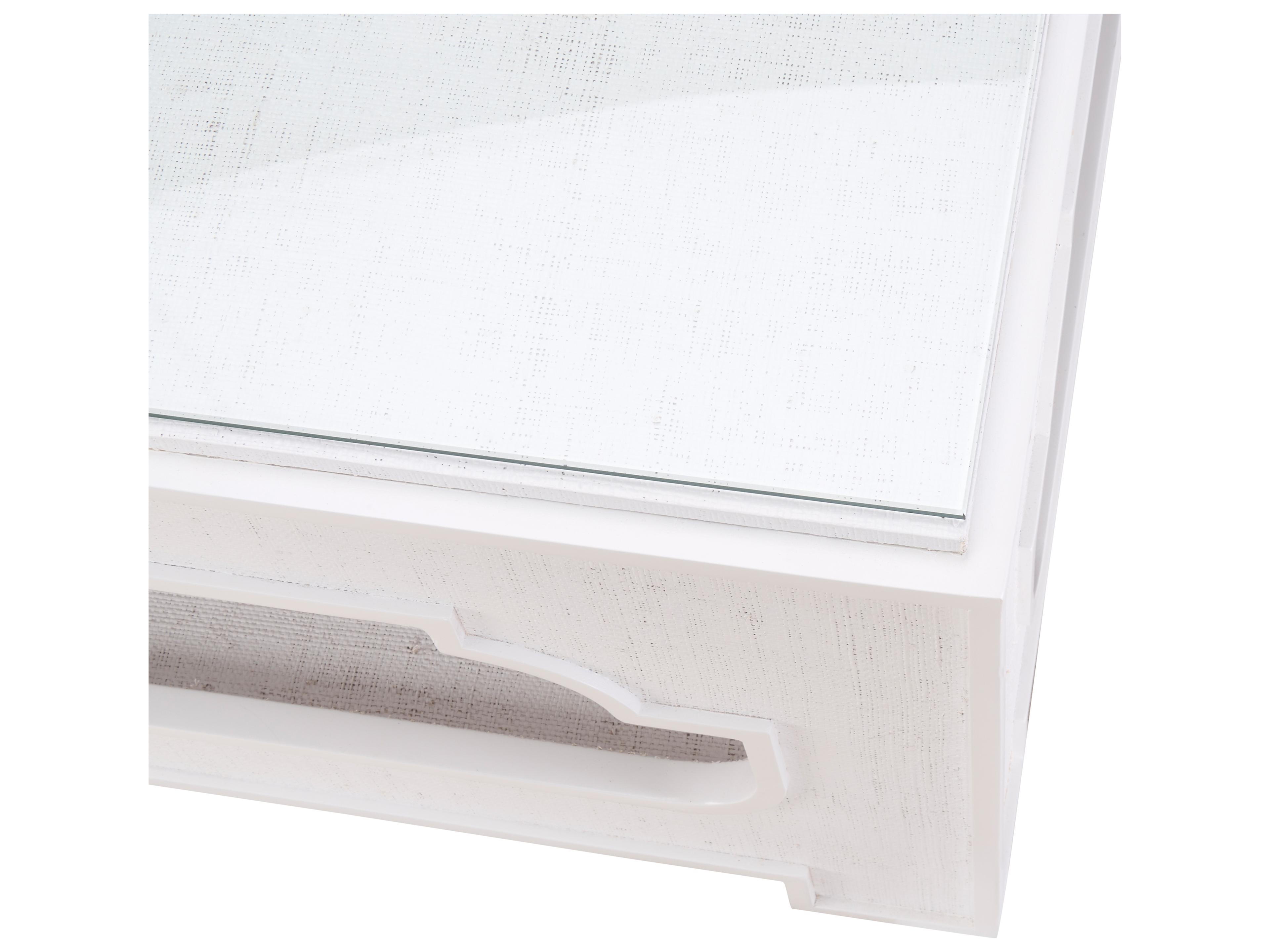 Chelsea House Jamie Merida Square Glass White Cream Coffee Table