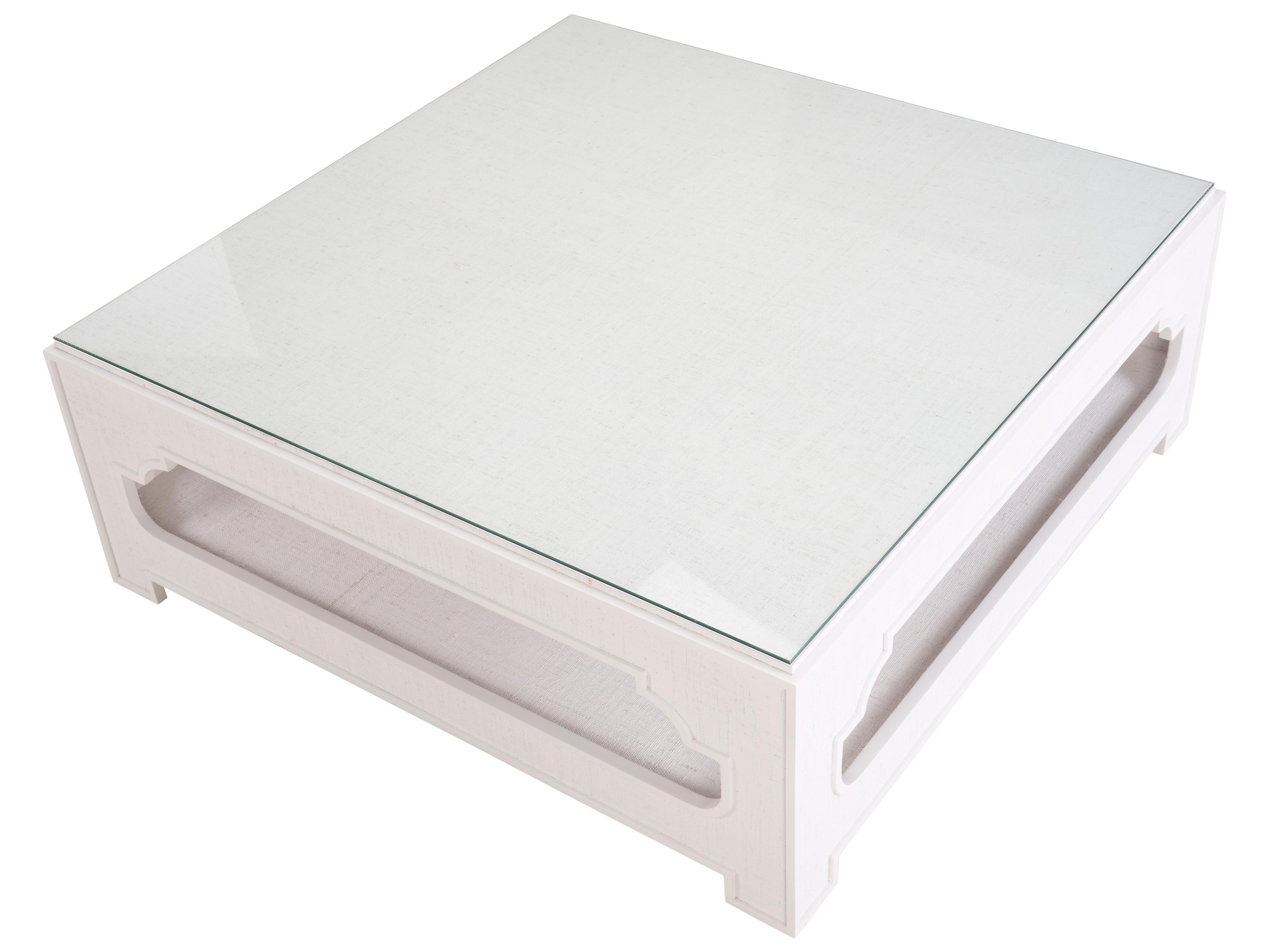 Chelsea House Jamie Merida Square Glass White Cream Coffee Table