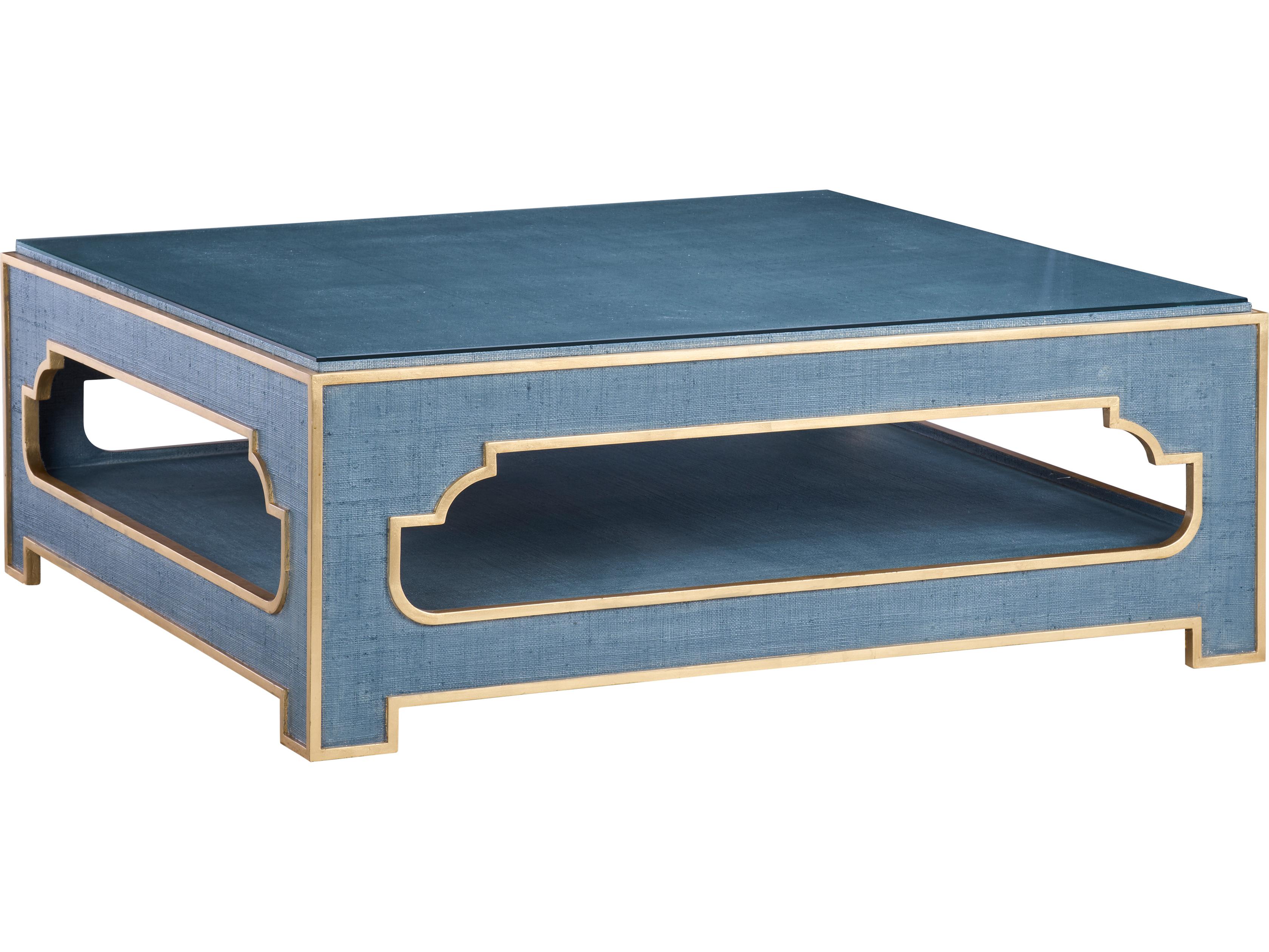 Chelsea House Jamie Merida Square Glass Blue Coffee Table