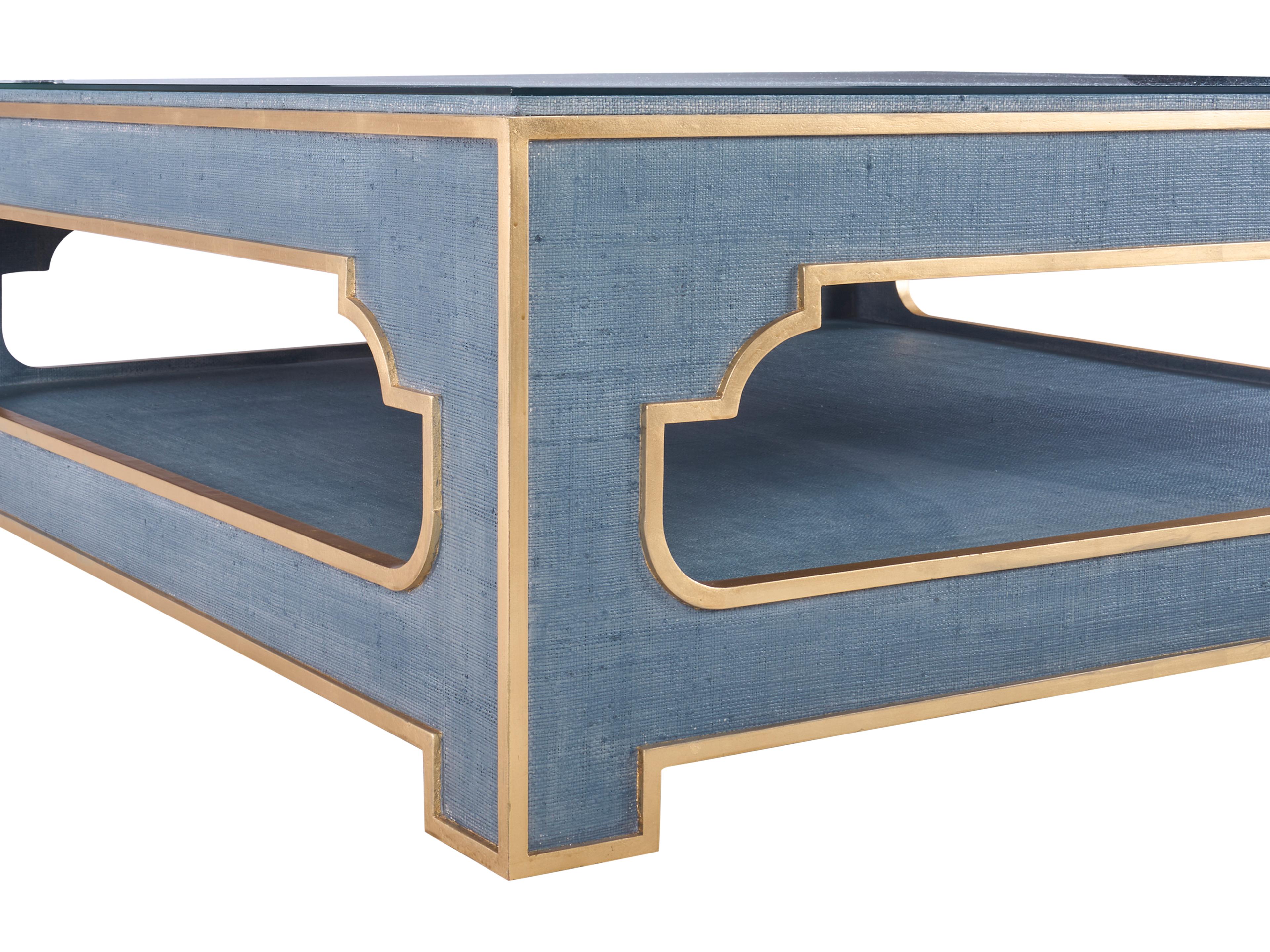 Chelsea House Jamie Merida Square Glass Blue Coffee Table