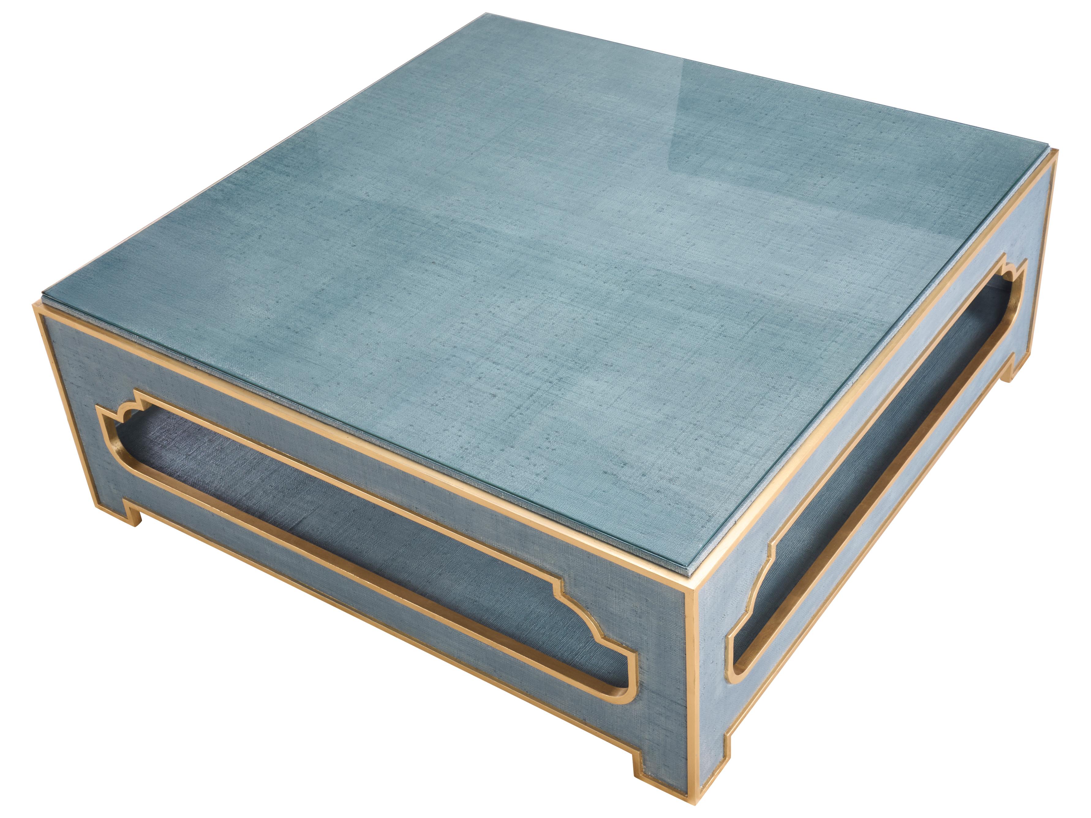 Chelsea House Jamie Merida Square Glass Blue Coffee Table