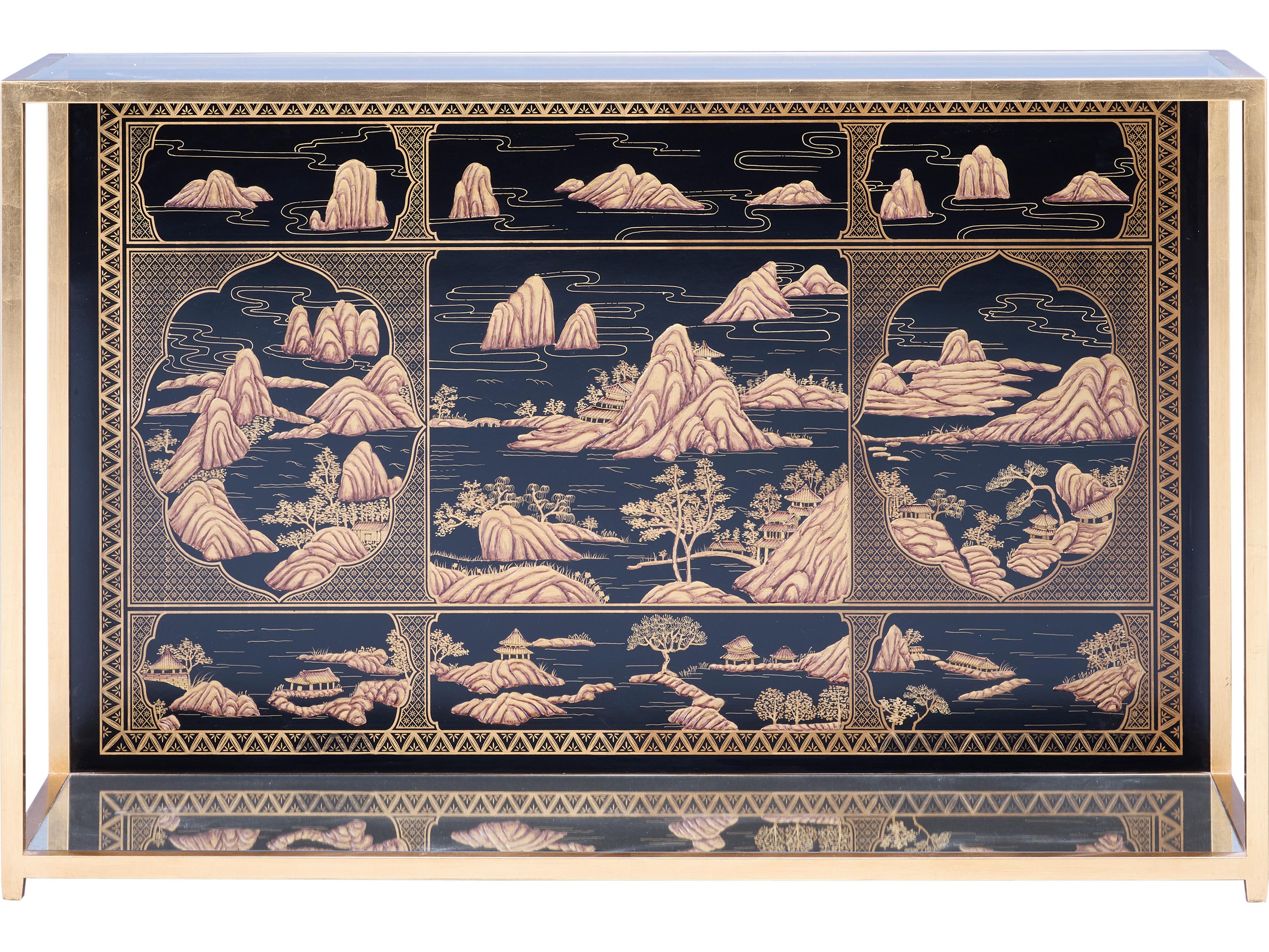 Chelsea House Jamie Merida Rectangular Glass Gold Console Table