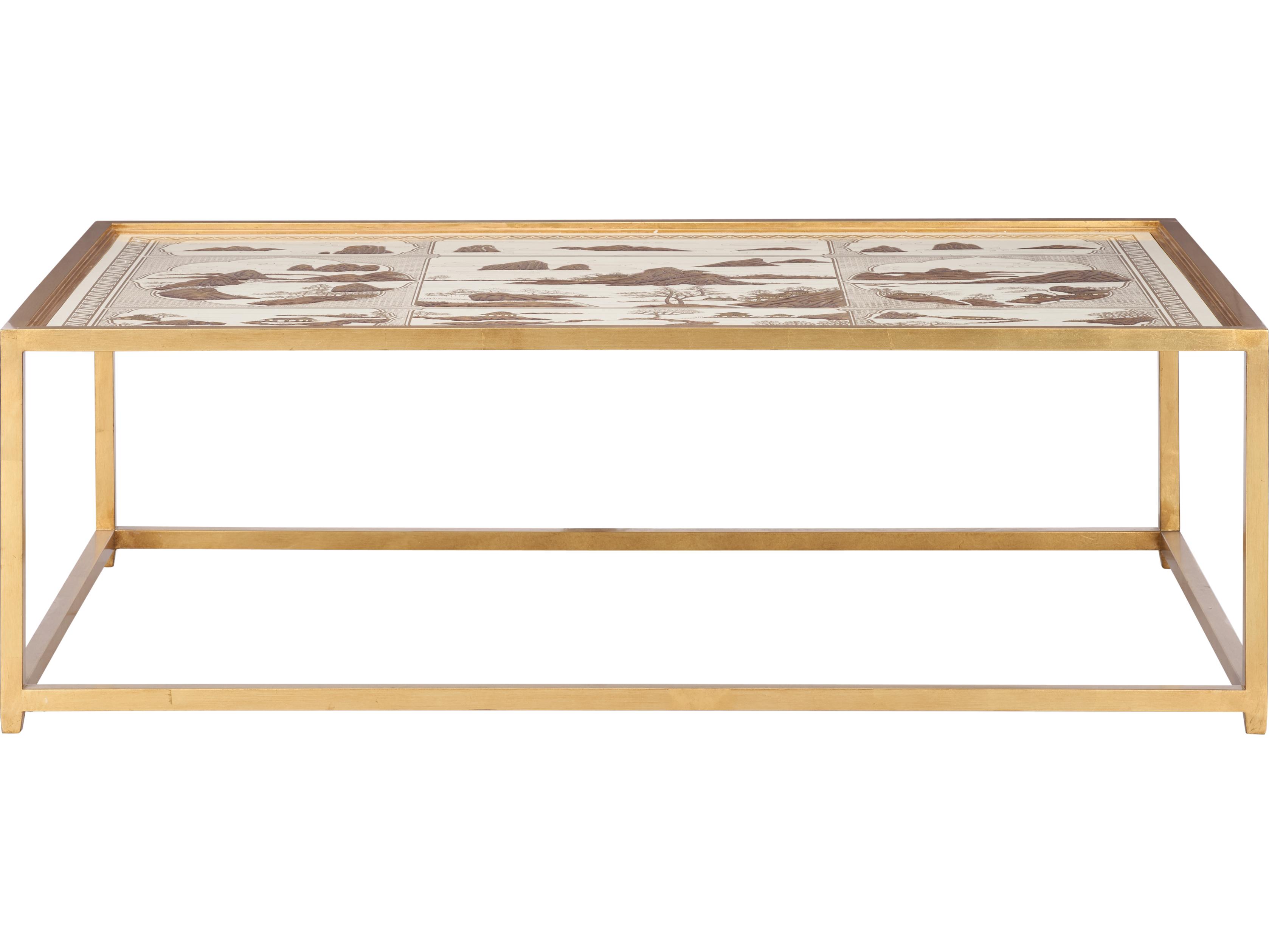 Chelsea House Jamie Merida Rectangular Glass Gold Coffee Table