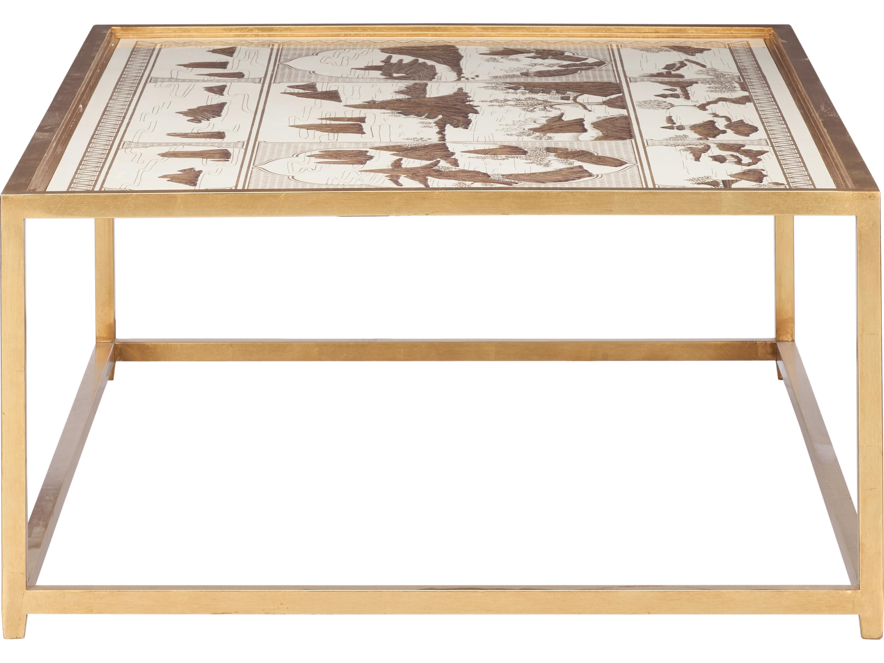 Chelsea House Jamie Merida Rectangular Glass Gold Coffee Table