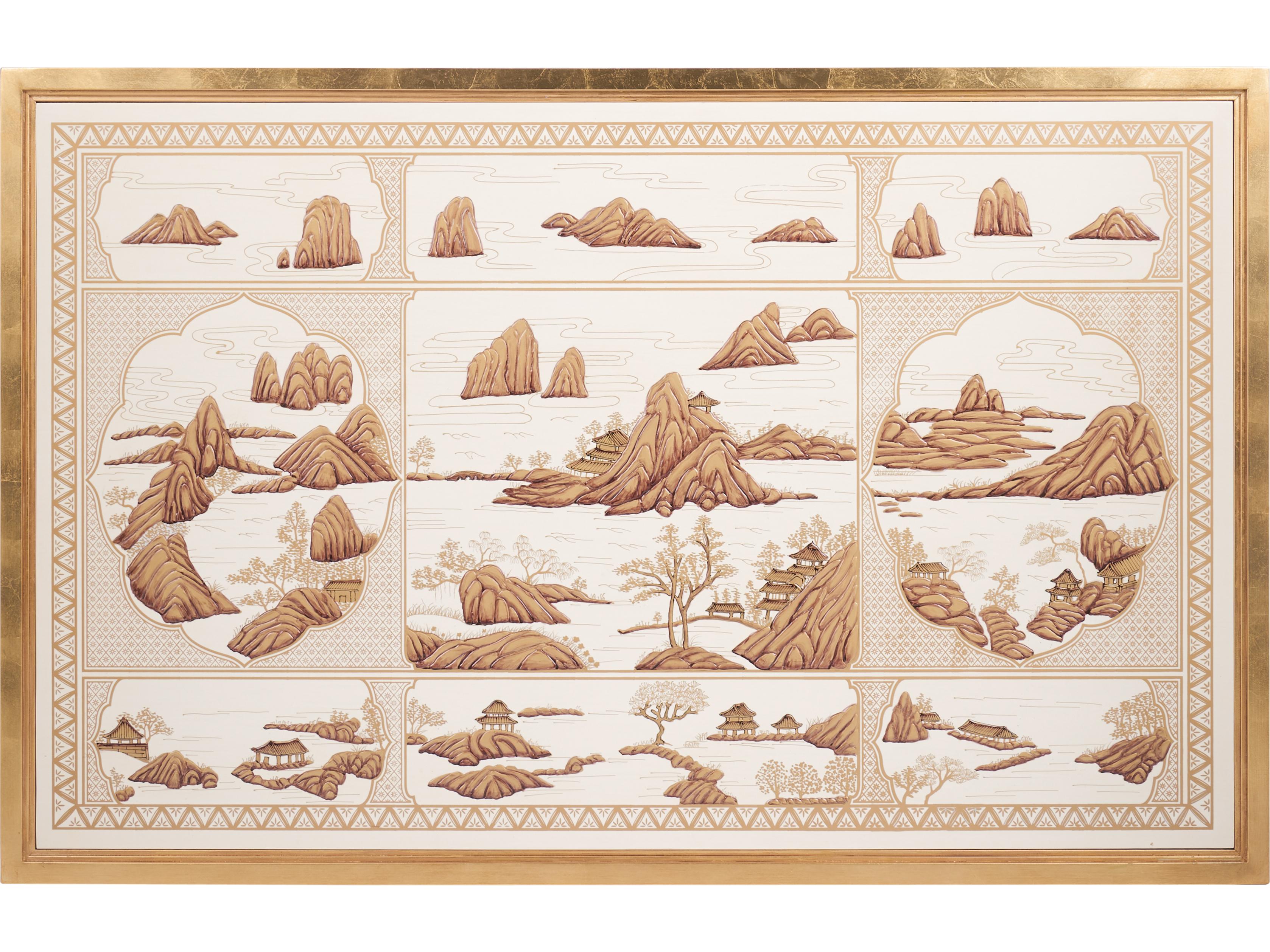 Chelsea House Jamie Merida Rectangular Glass Gold Coffee Table