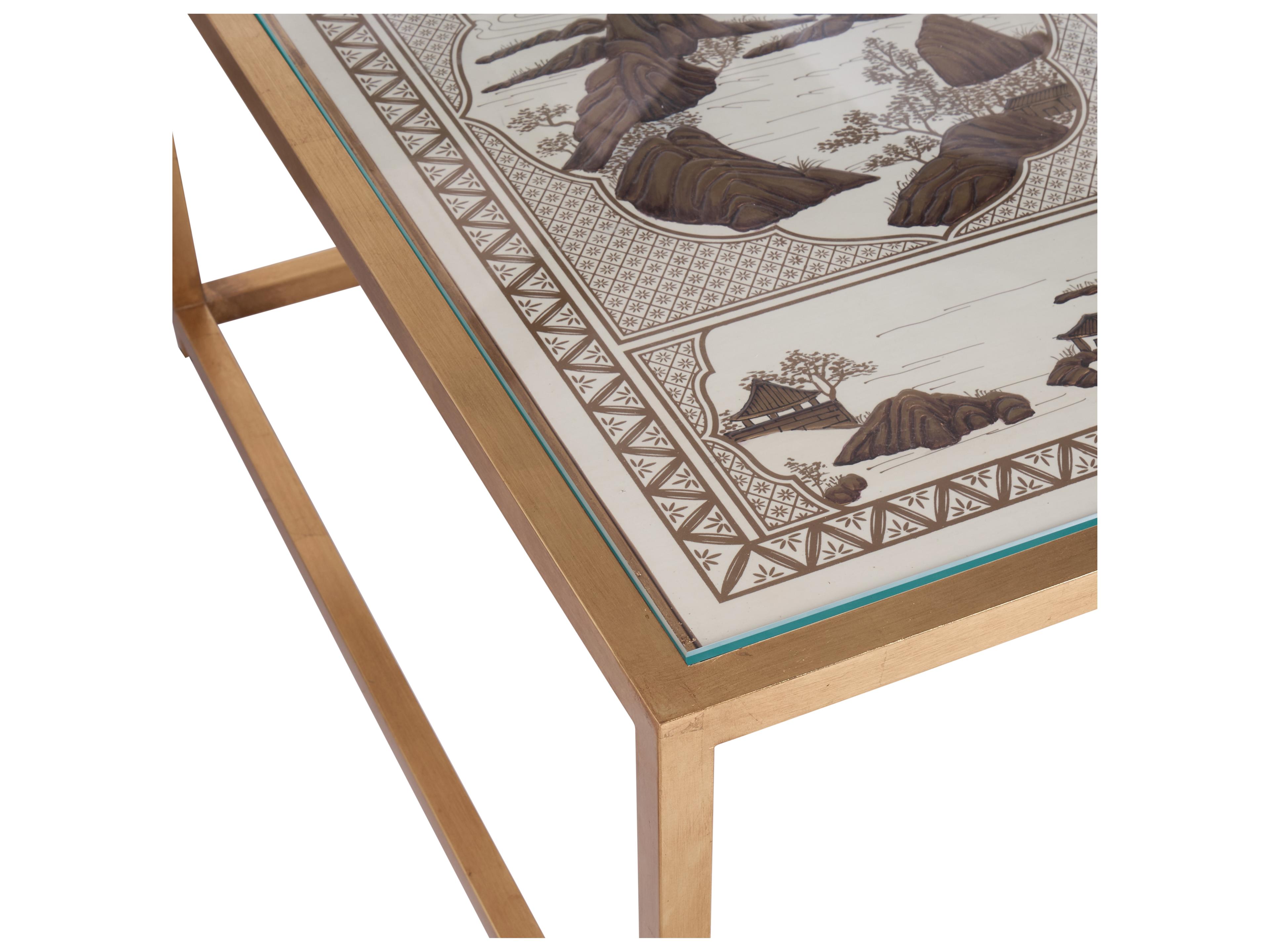 Chelsea House Jamie Merida Rectangular Glass Gold Coffee Table