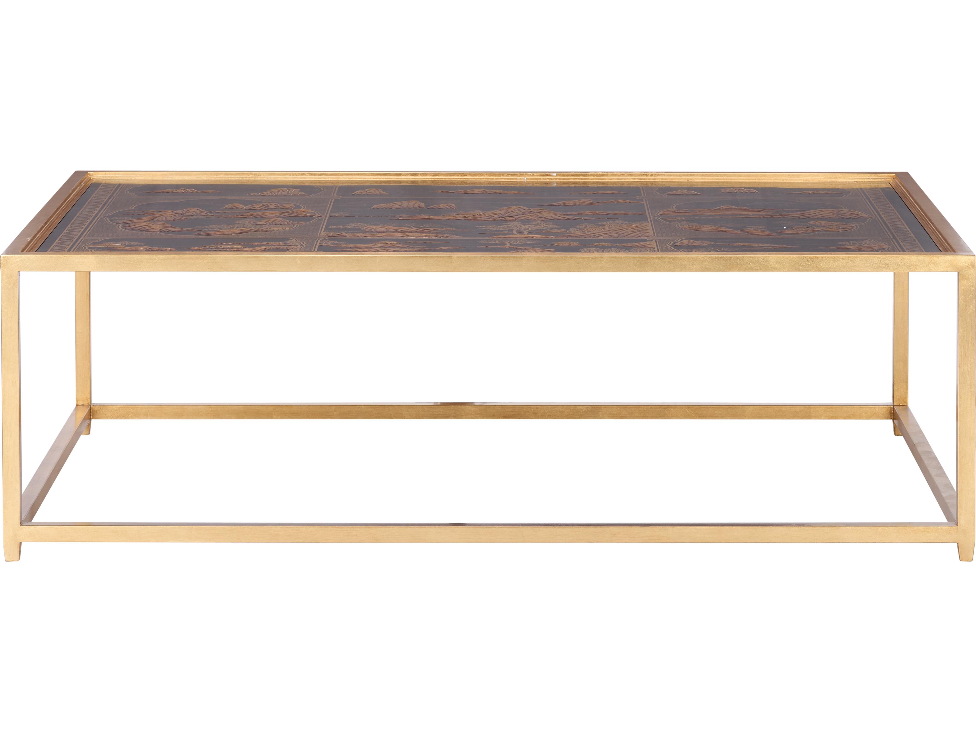 Chelsea House Jamie Merida Rectangular Glass Gold Coffee Table