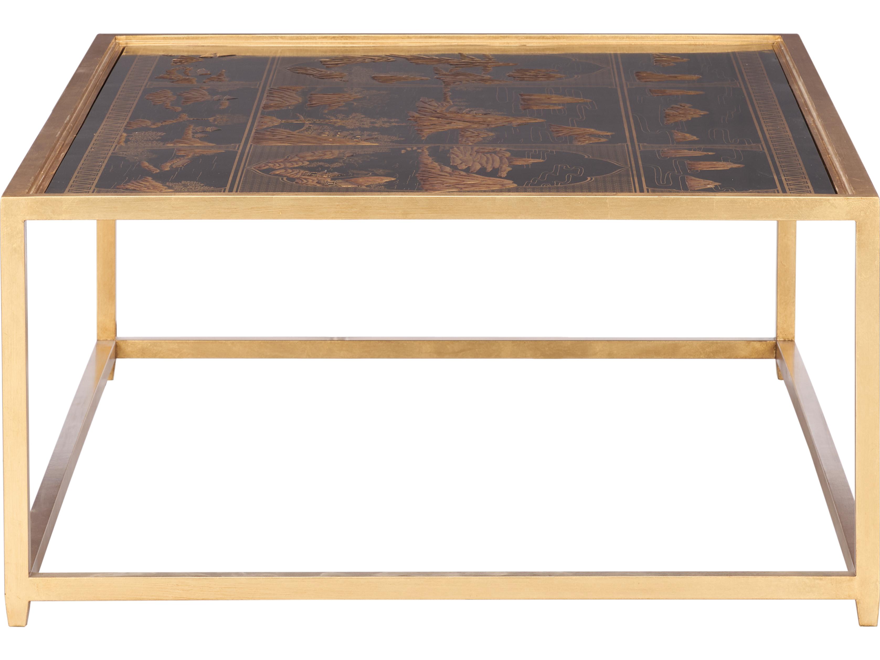 Chelsea House Jamie Merida Rectangular Glass Gold Coffee Table