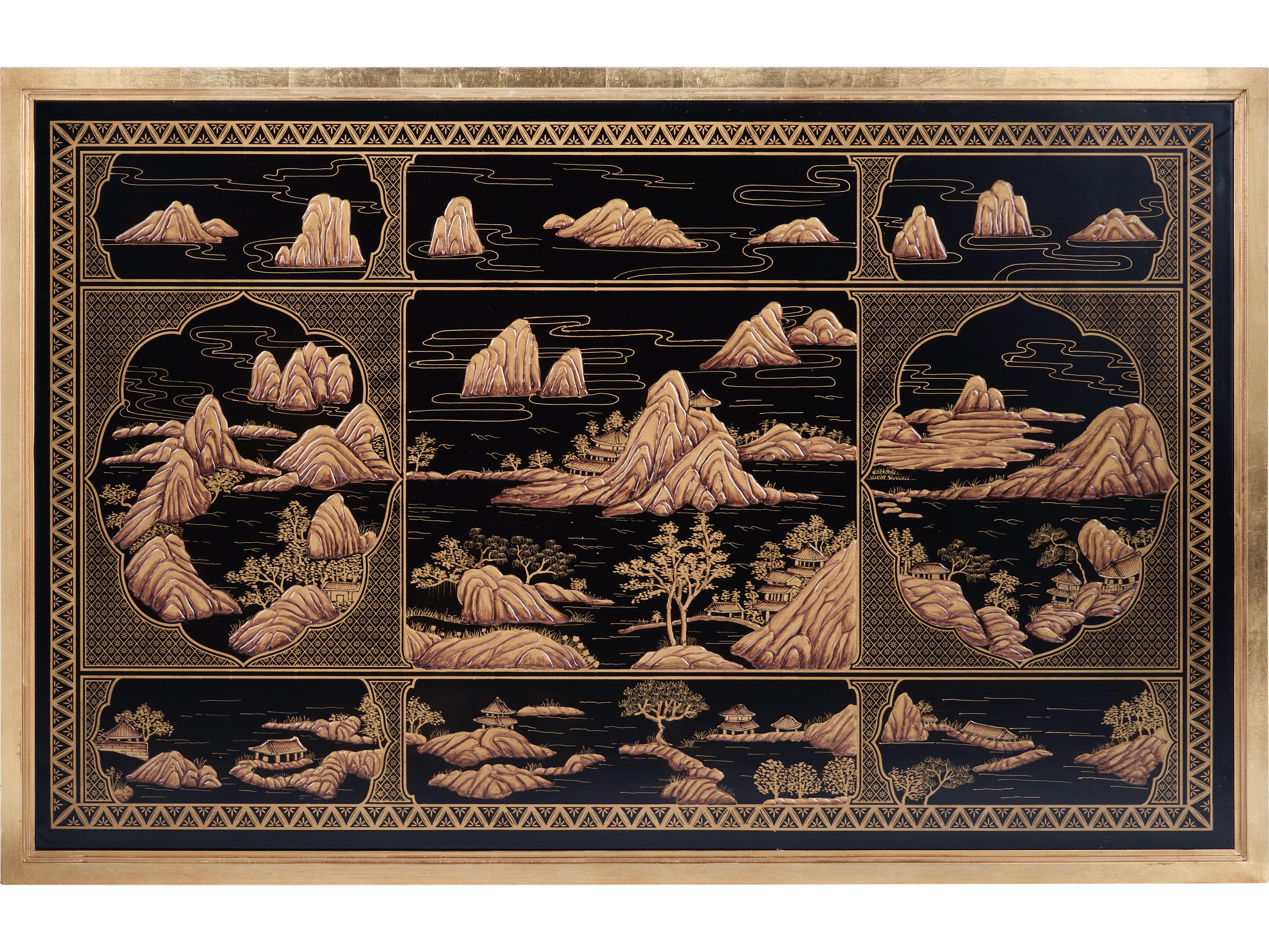 Chelsea House Jamie Merida Rectangular Glass Gold Coffee Table