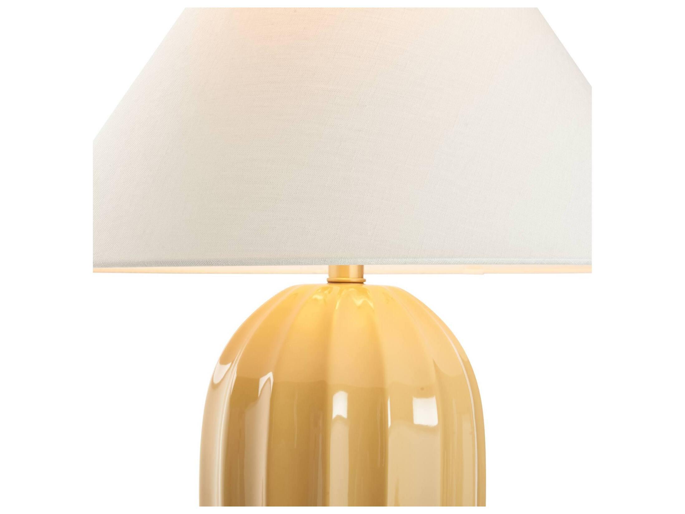 Chelsea House Bill Cain Yellow Linen Clear Table Lamp