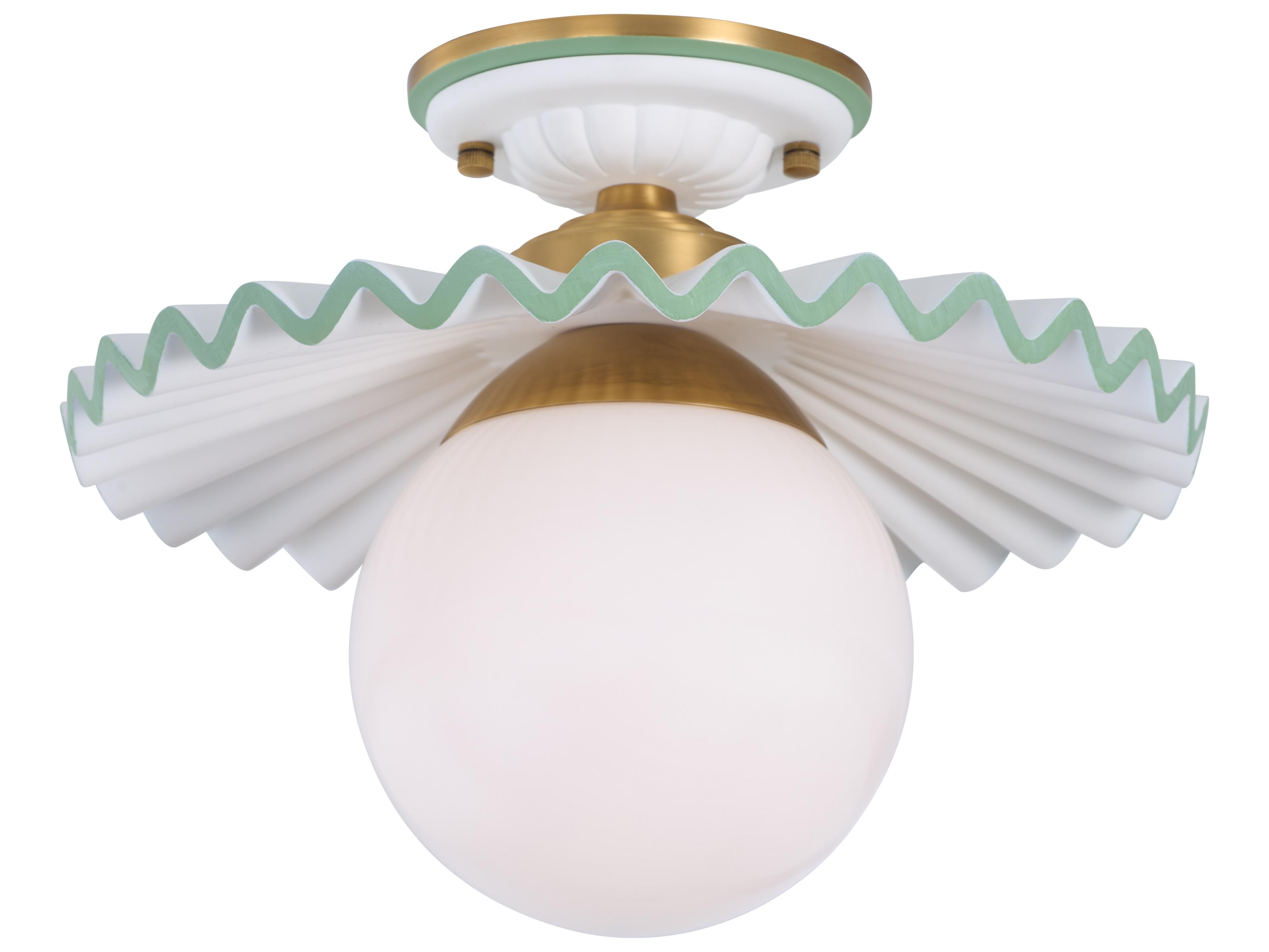 Chelsea House Amanda Lindroth 1-Light White Cream Globe Semi Flush Mount